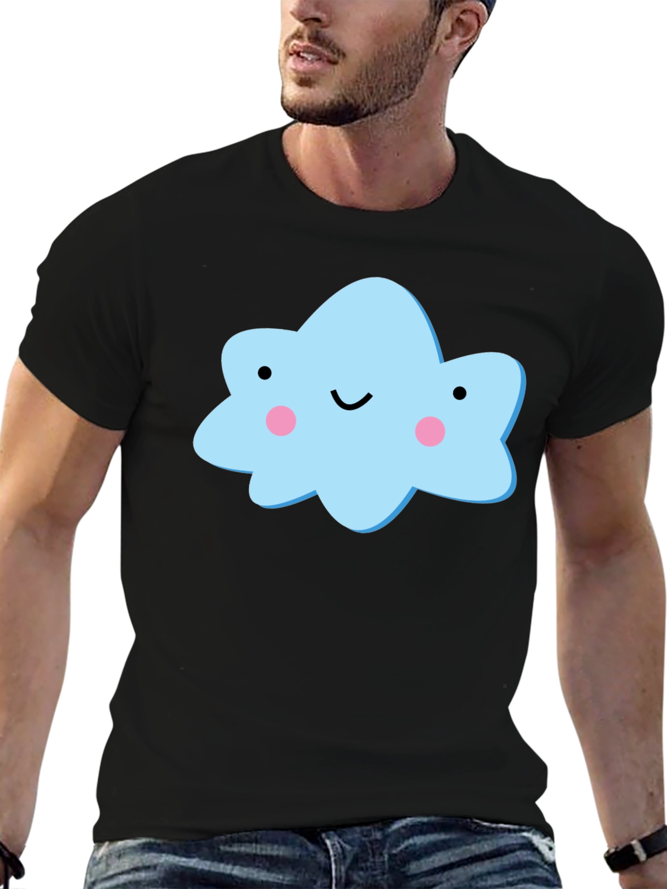 Cute Cloud Graphic Black T-Shirt