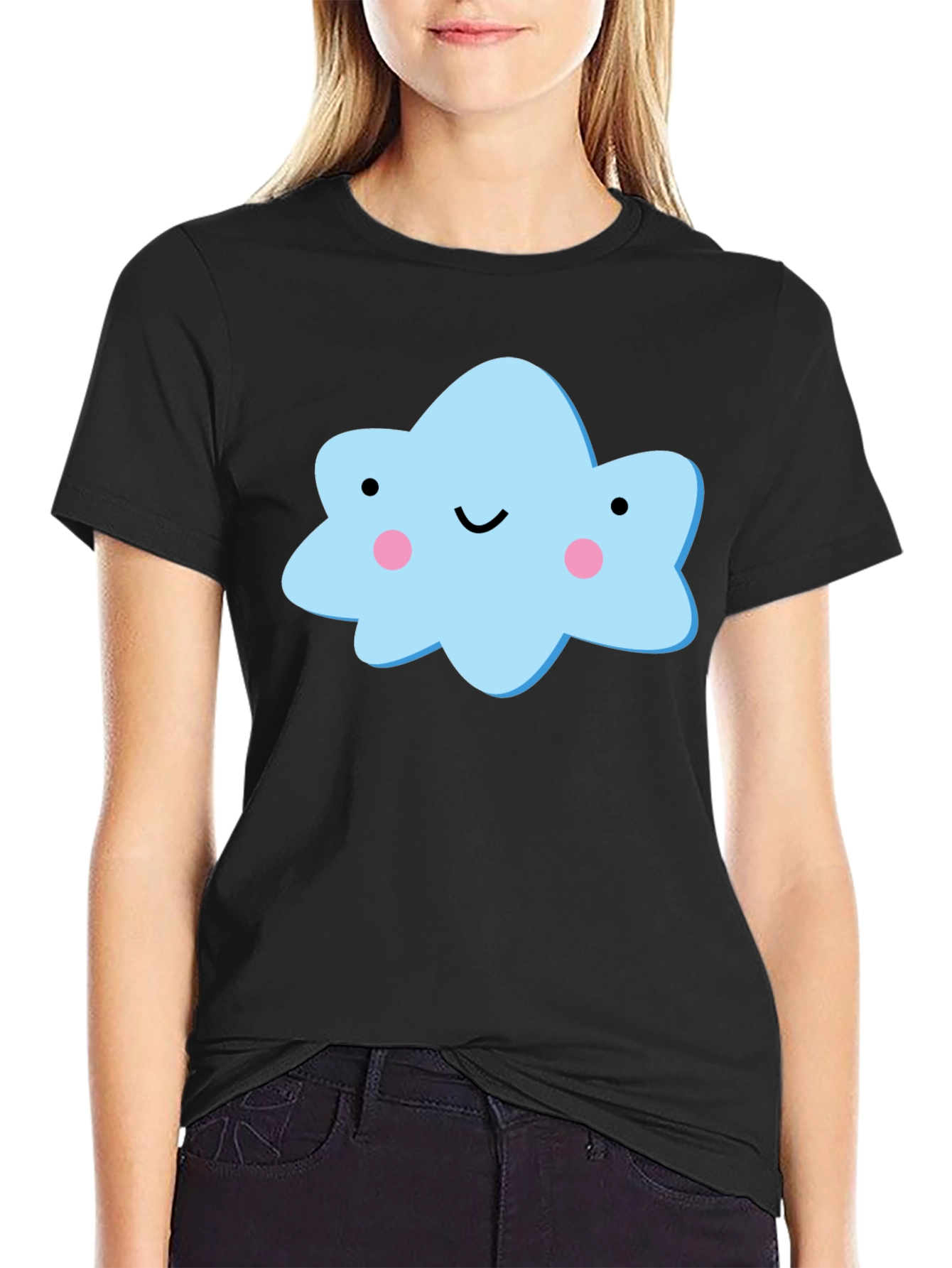 Cute Cloud Graphic Black T-Shirt