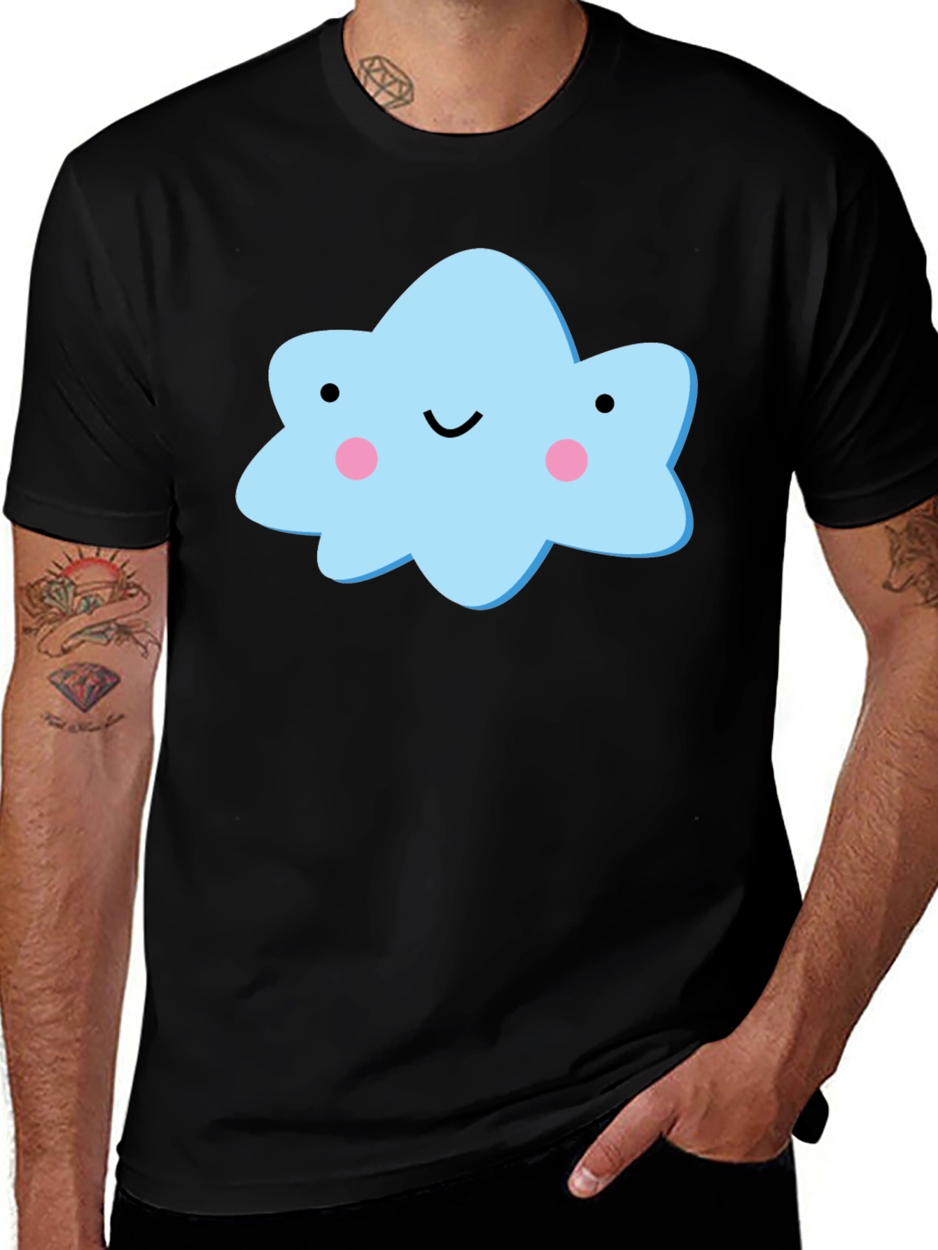 Cute Cloud Graphic Black T-Shirt