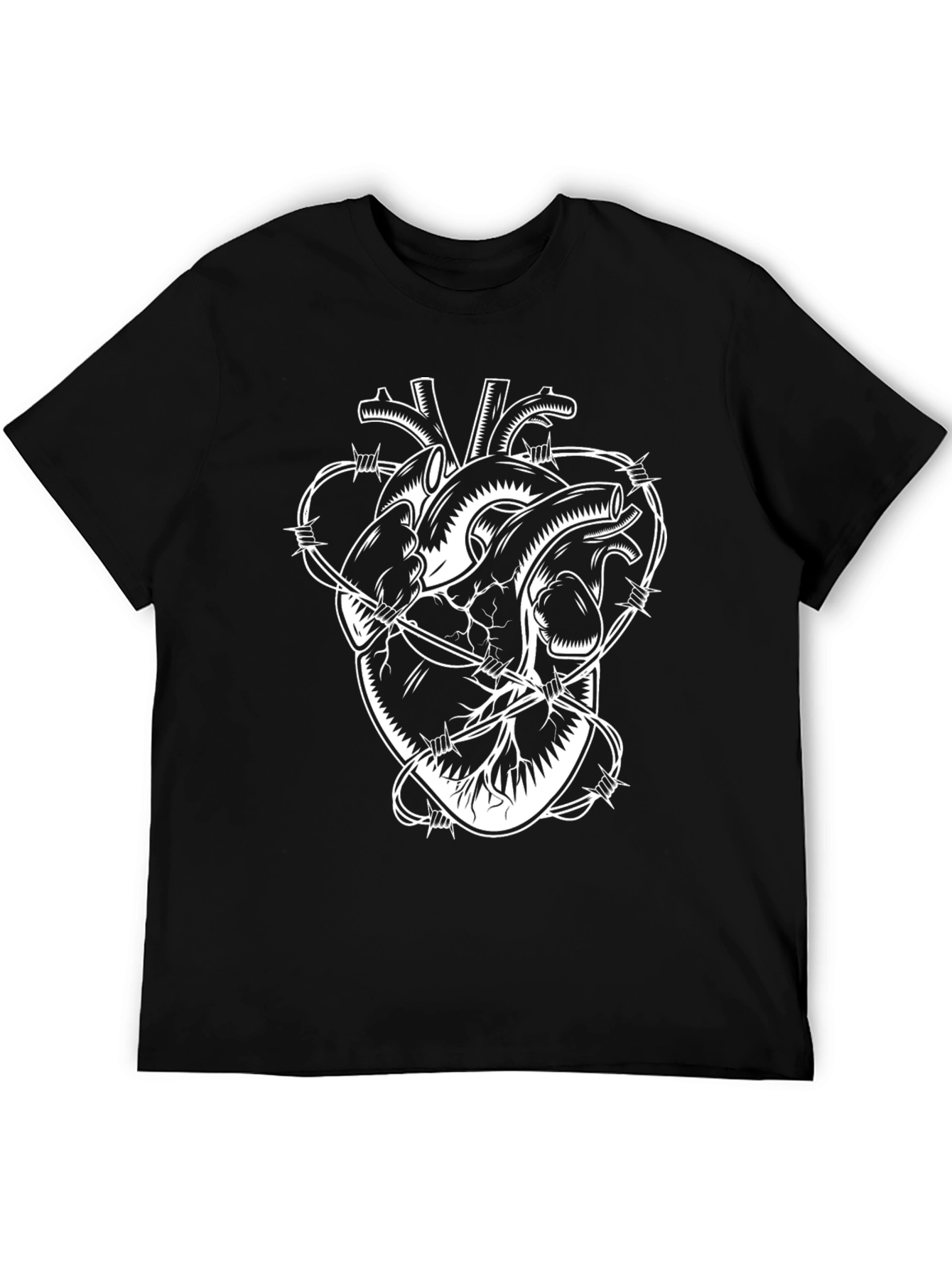 Barbed Wire Heart Graphic T-Shirt - Edgy Streetwear