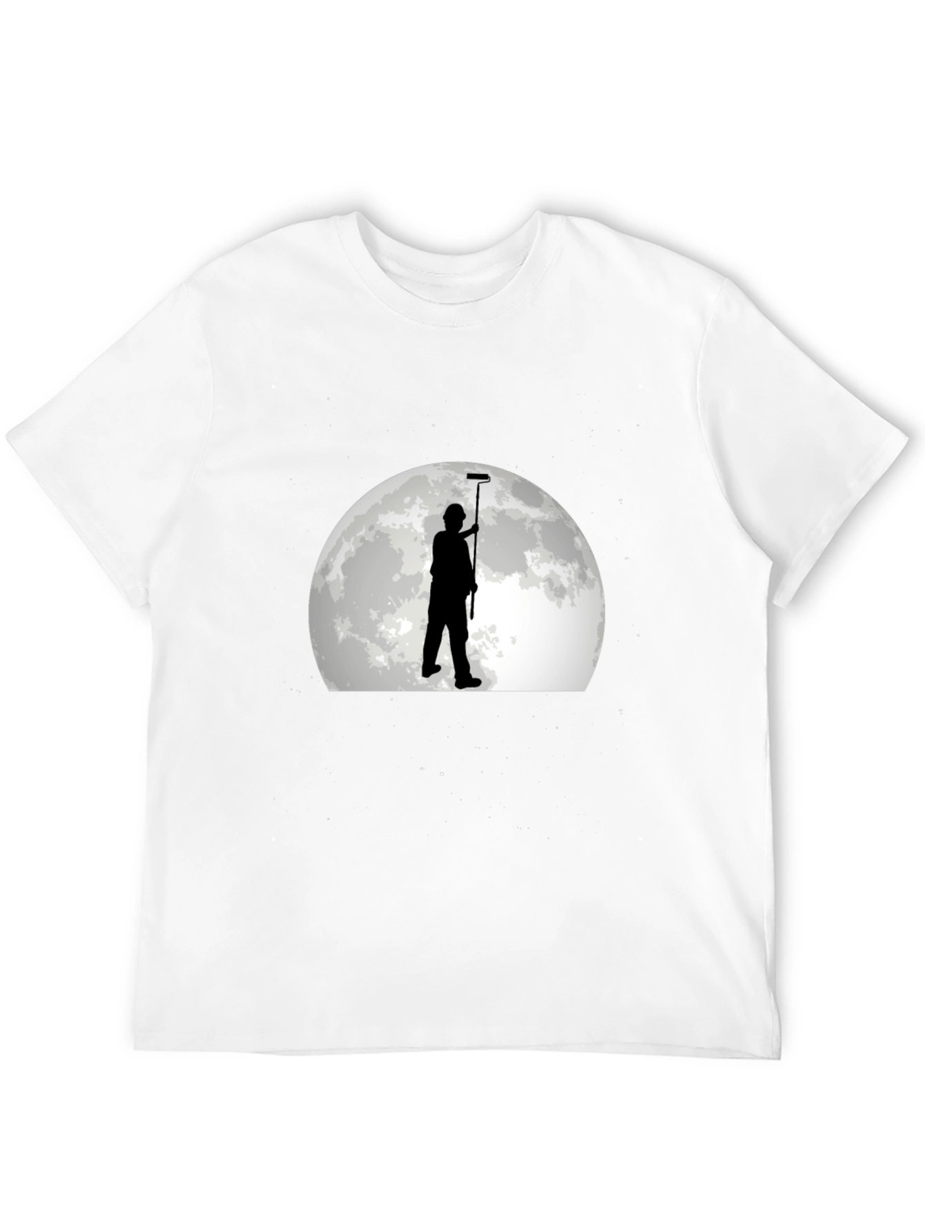 Painter on Moon Graphic Tee - Black Cotton T-Shirt