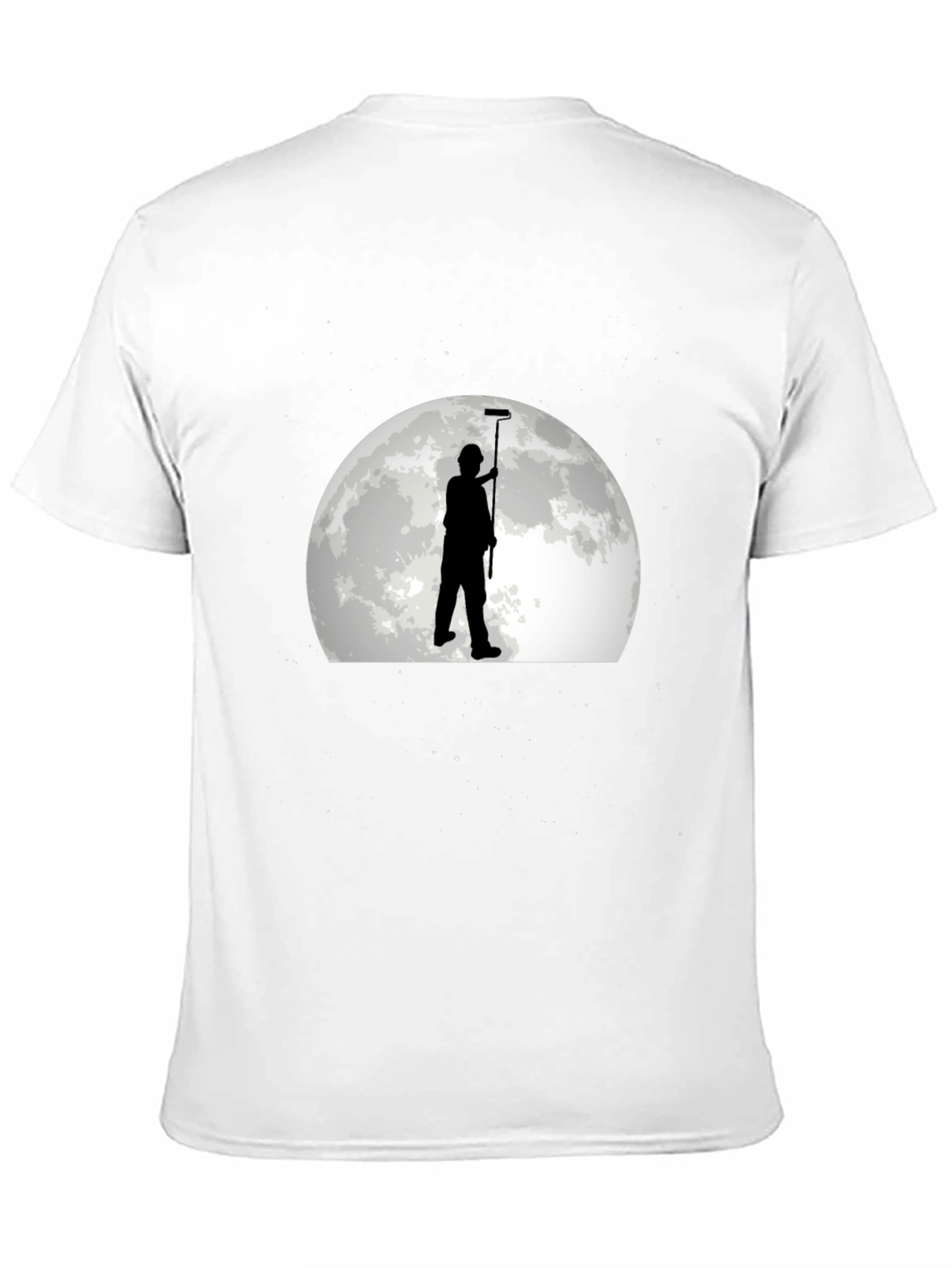 Painter on Moon Graphic Tee - Black Cotton T-Shirt