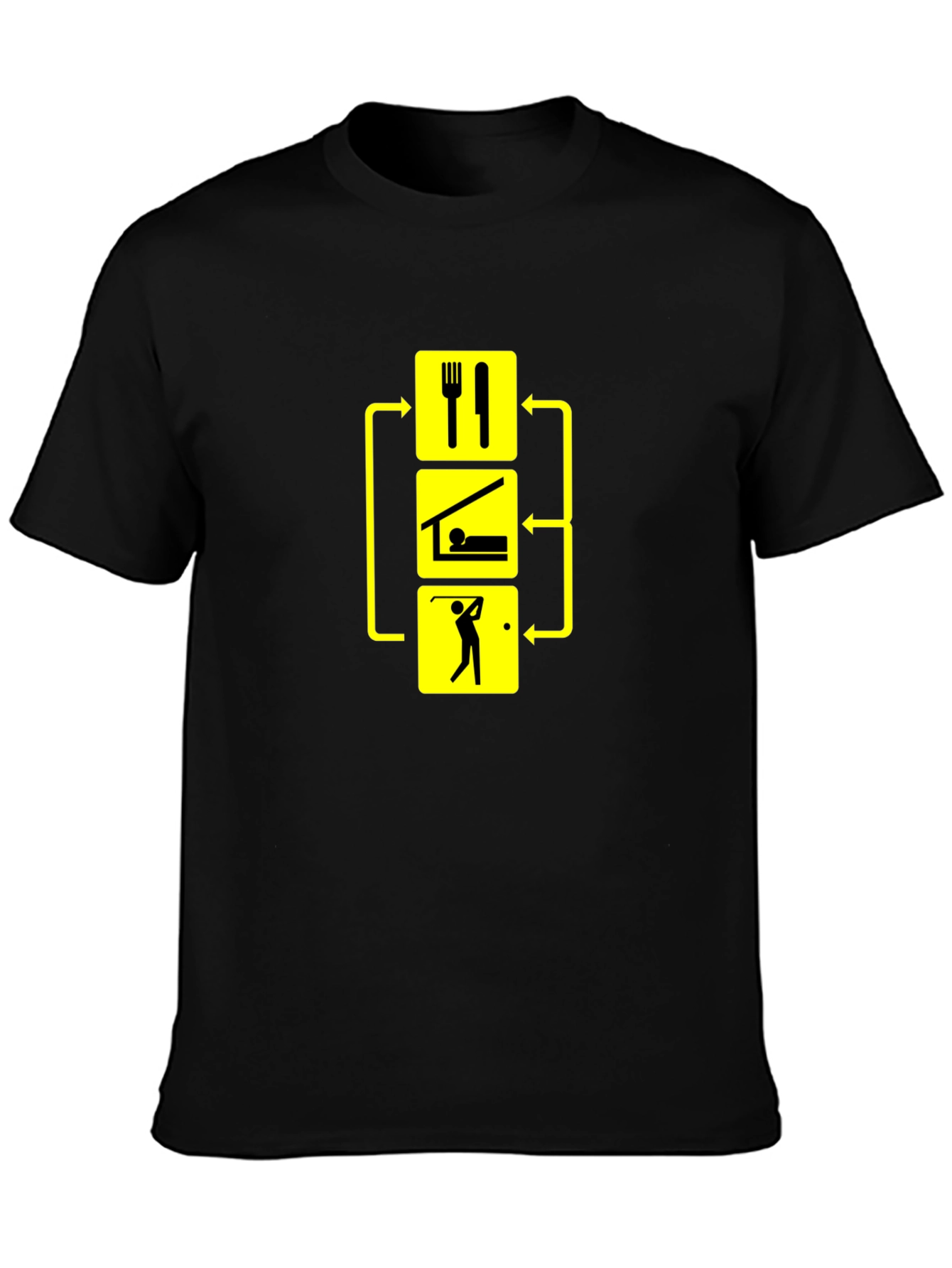 Eat Sleep Golf T-Shirt - Black Cotton Tee