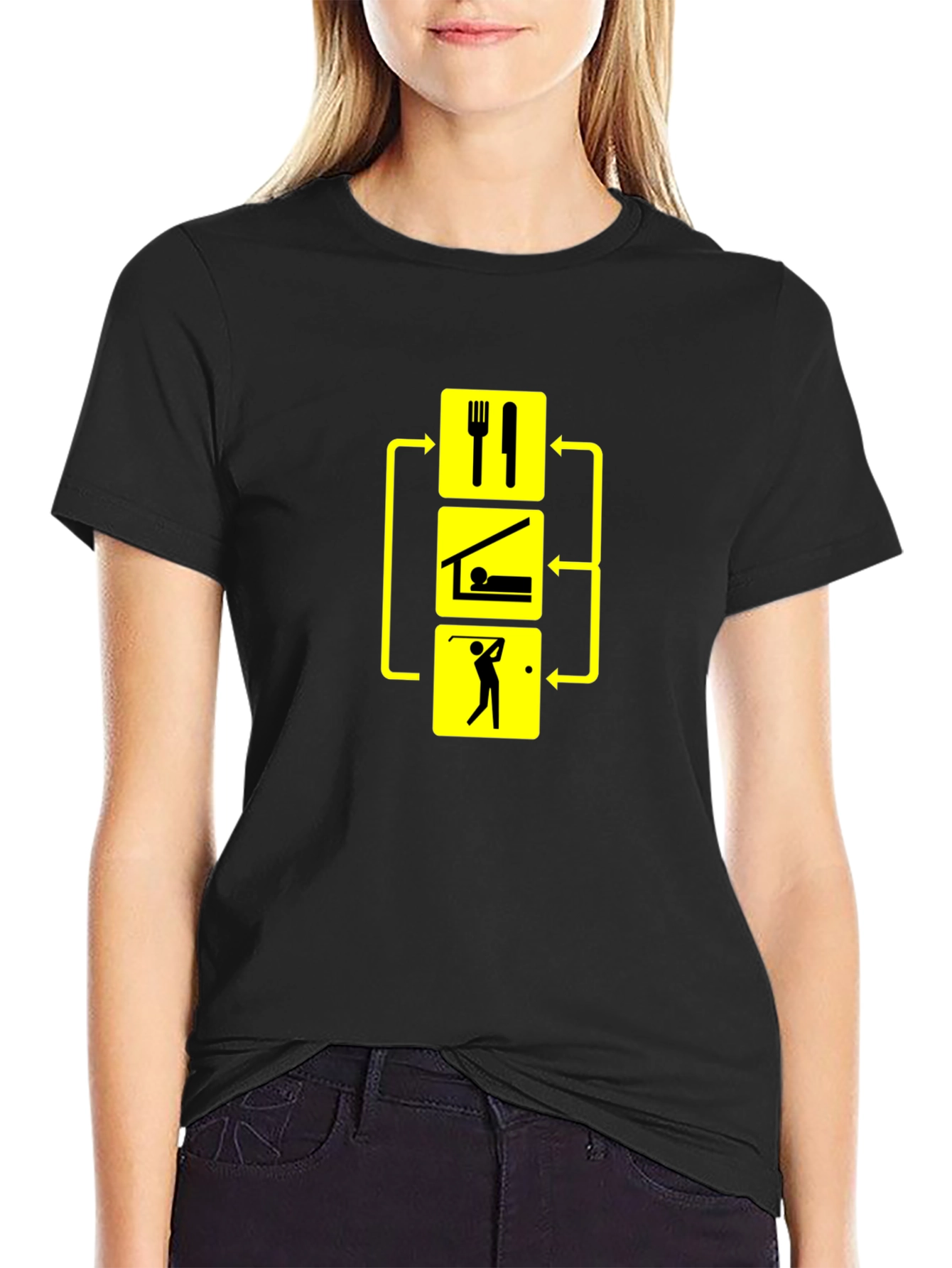 Eat Sleep Golf T-Shirt - Black Cotton Tee