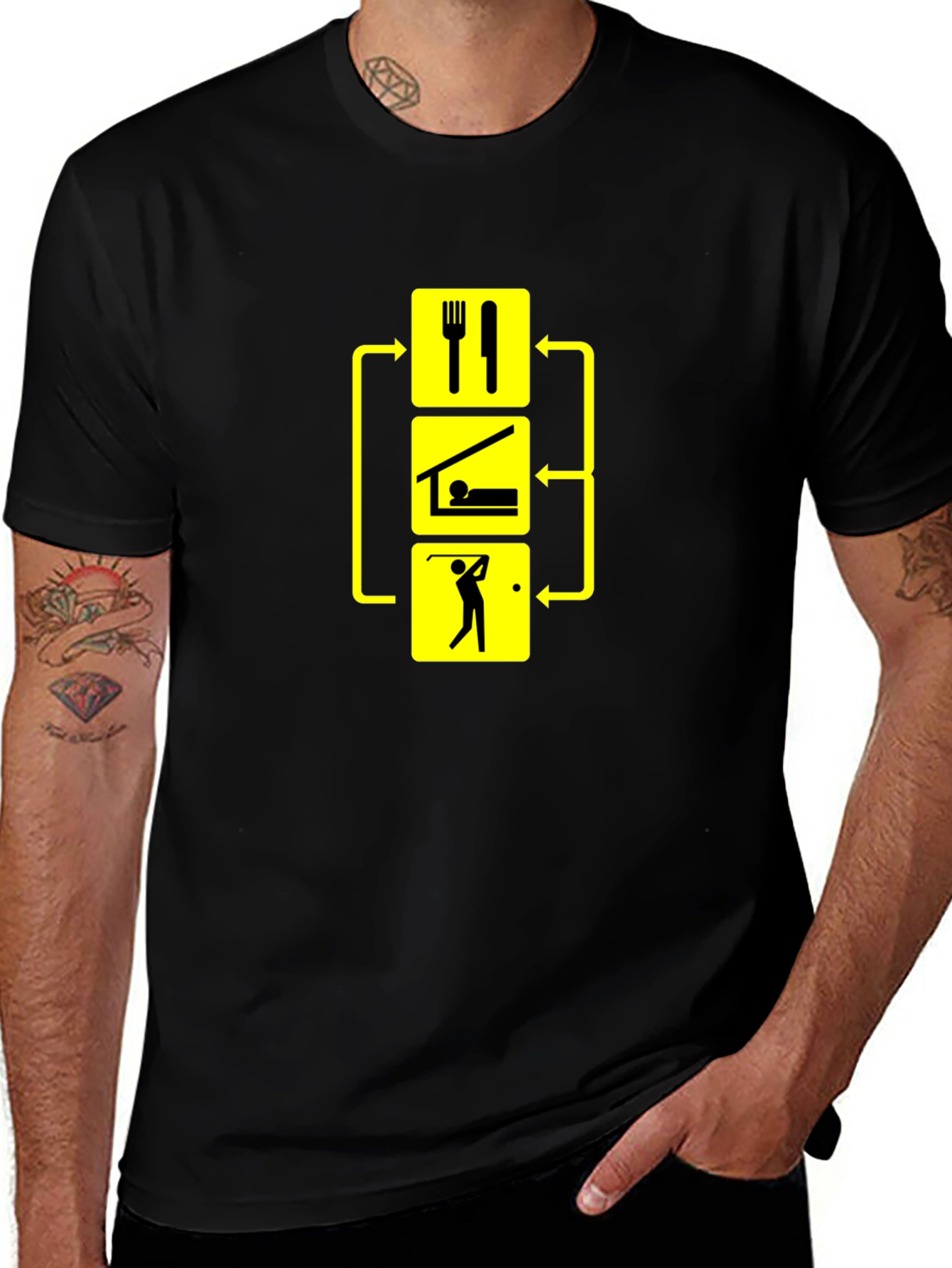 Eat Sleep Golf T-Shirt - Black Cotton Tee