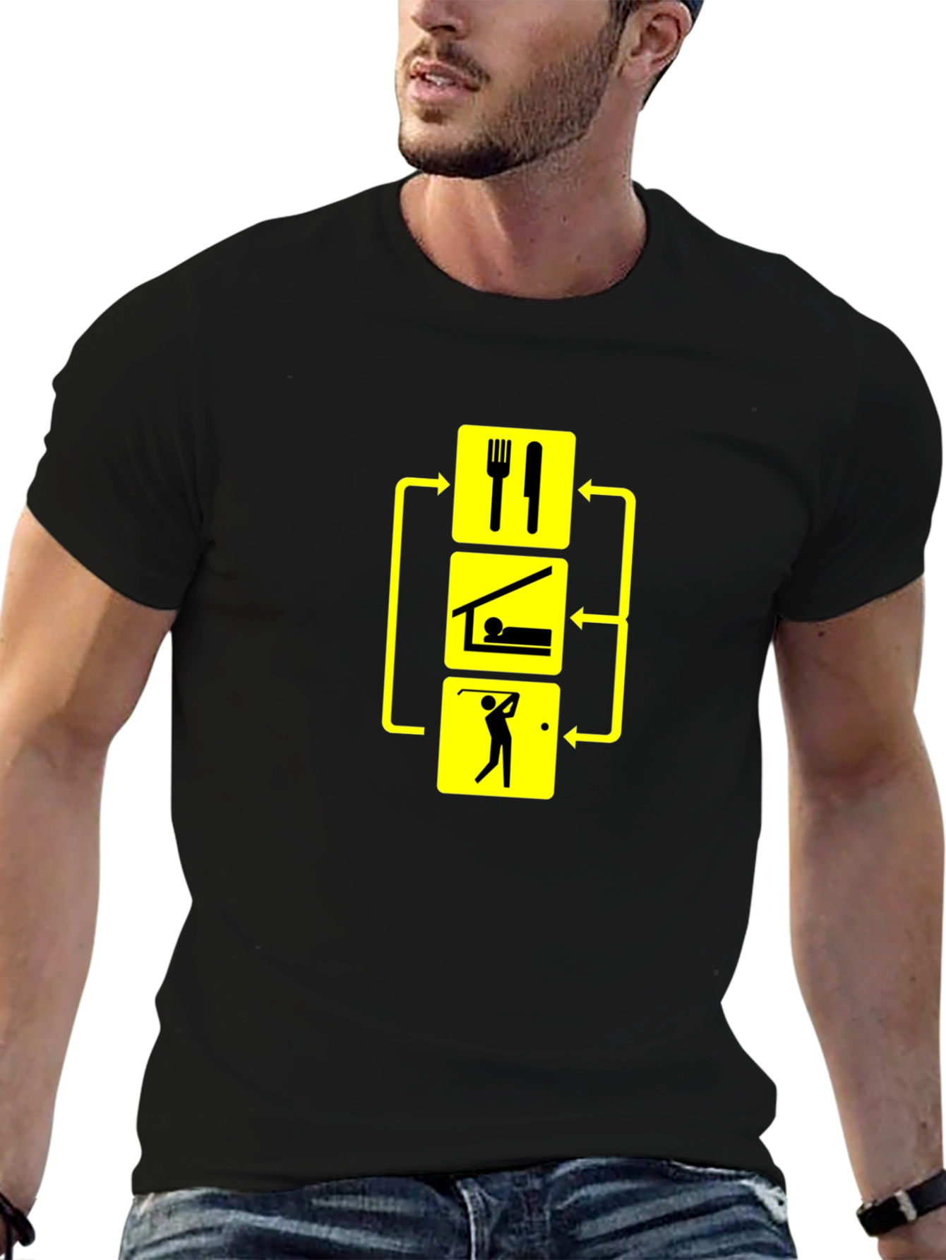 Eat Sleep Golf T-Shirt - Black Cotton Tee