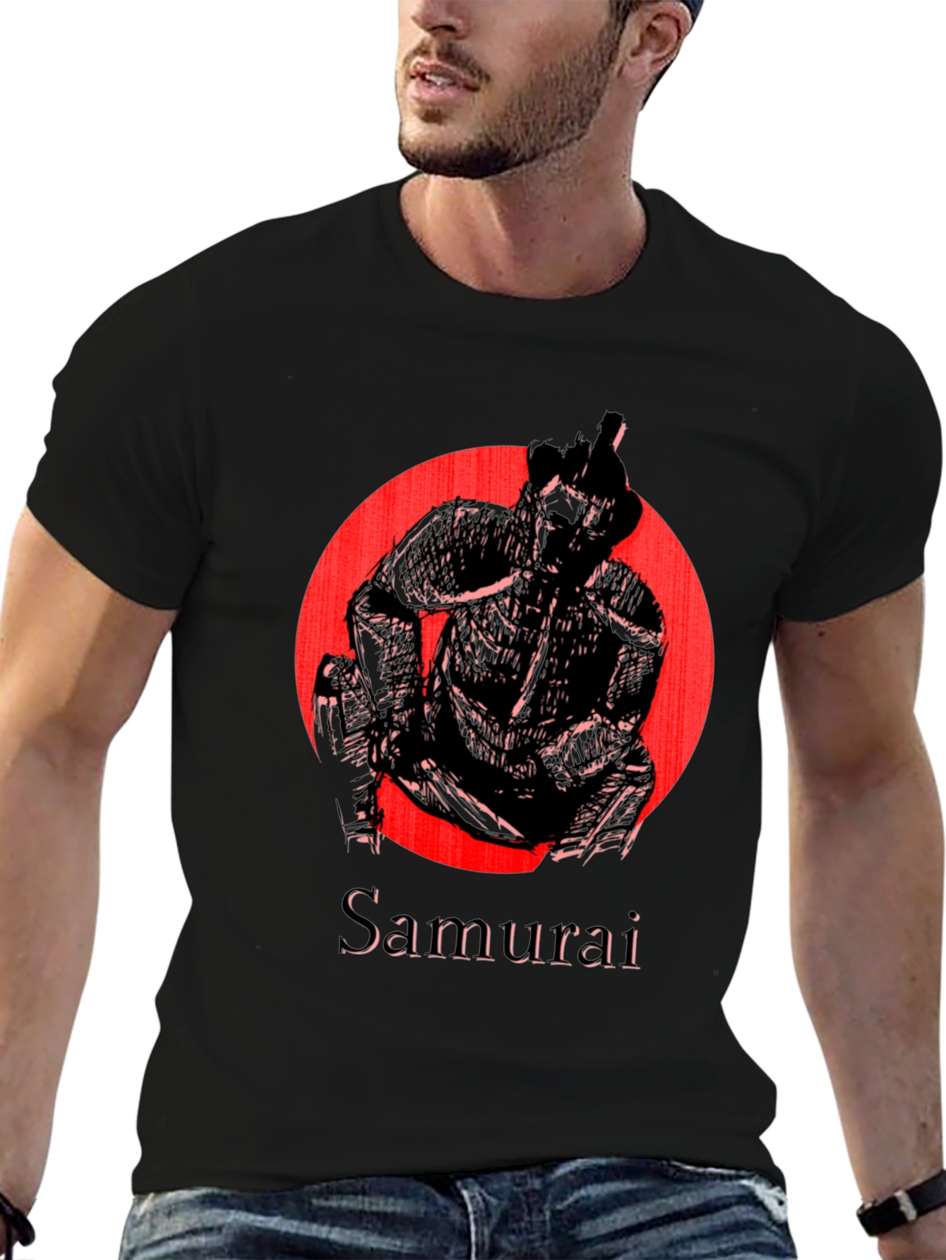Samurai Graphic T-Shirt - Bold Black Tee