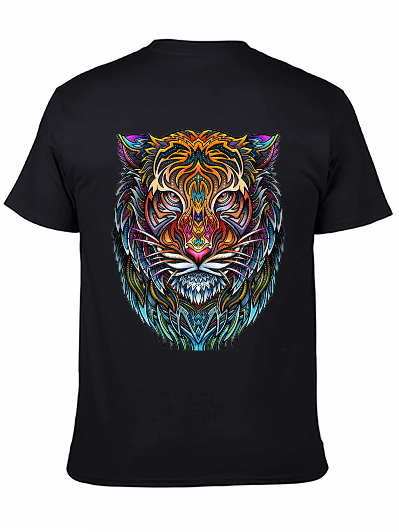 Vibrant Tiger Graphic Tee - Mens Black T-Shirt