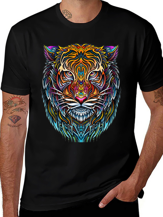 Vibrant Tiger Graphic Tee - Mens Black T-Shirt