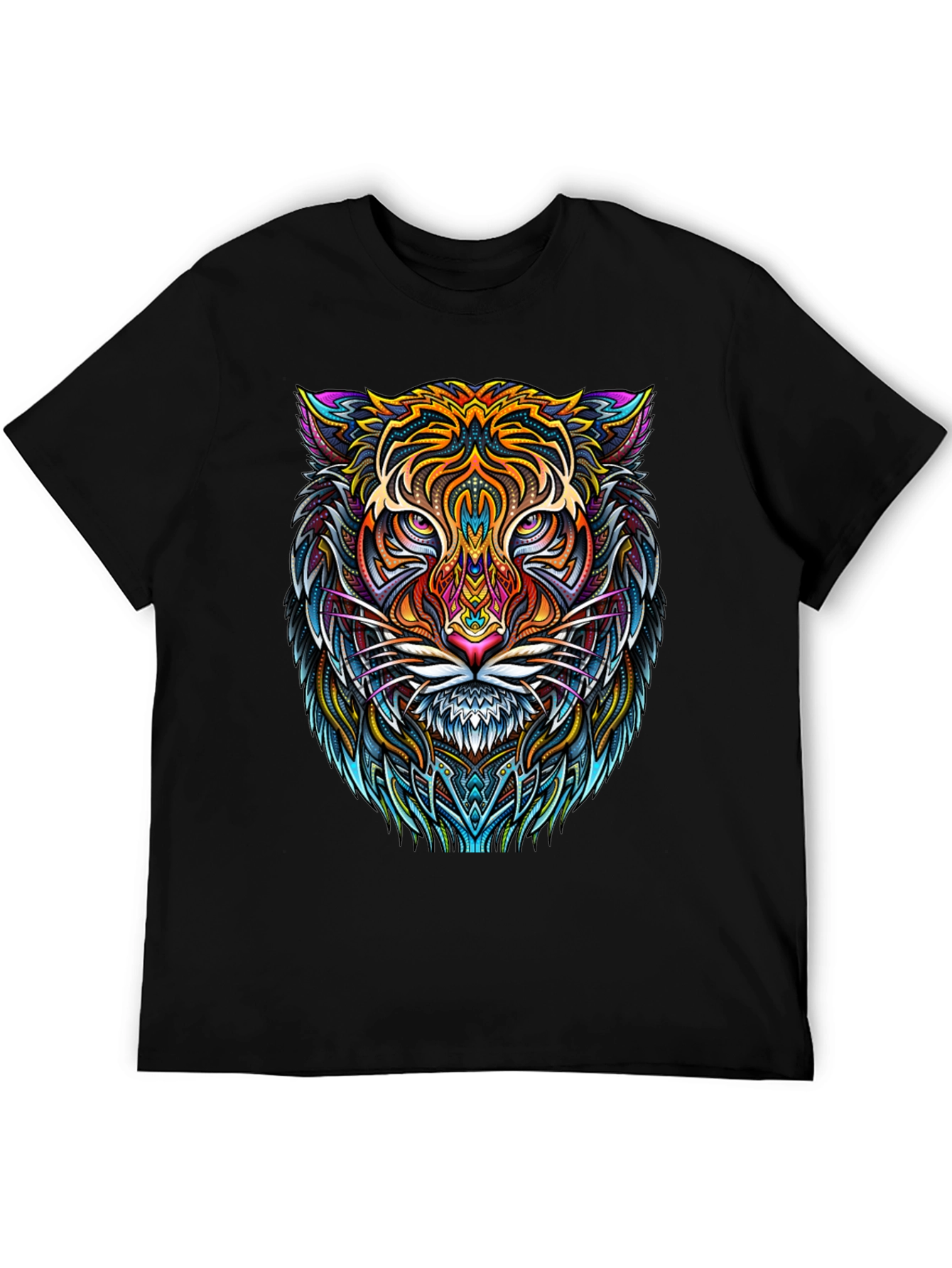 Vibrant Tiger Graphic Tee - Mens Black T-Shirt
