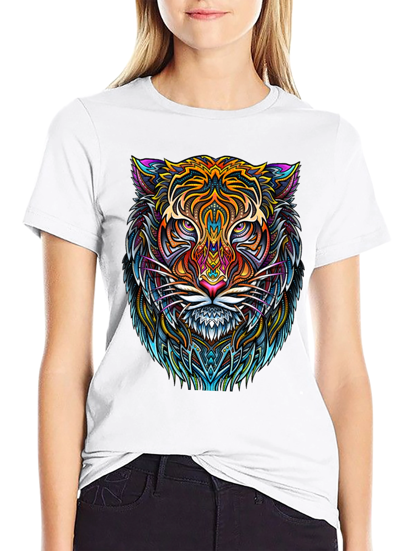 Vibrant Tiger Graphic Tee - Mens Black T-Shirt