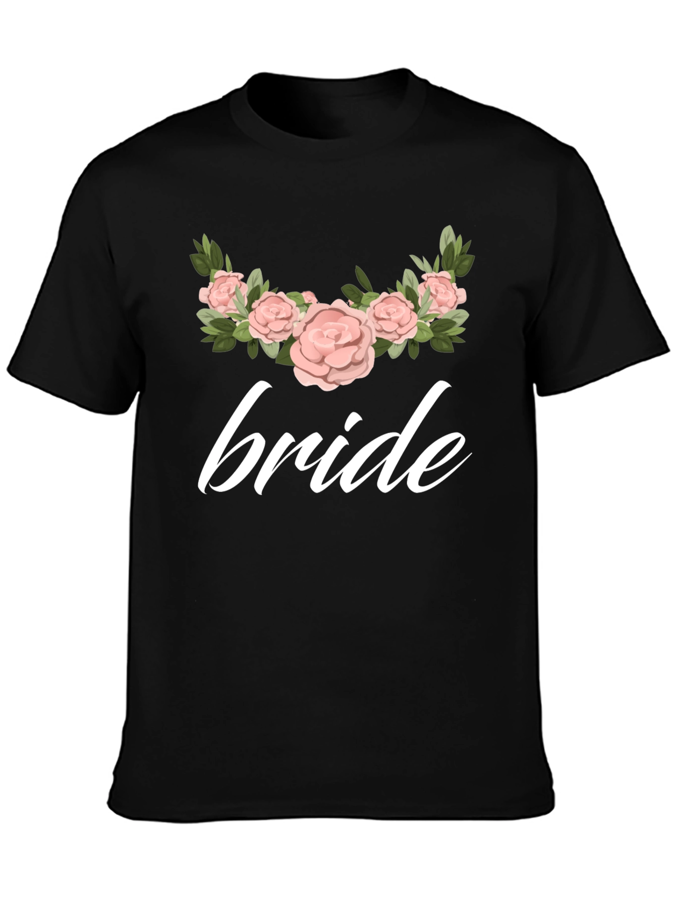 Bride Floral Graphic Black T-Shirt