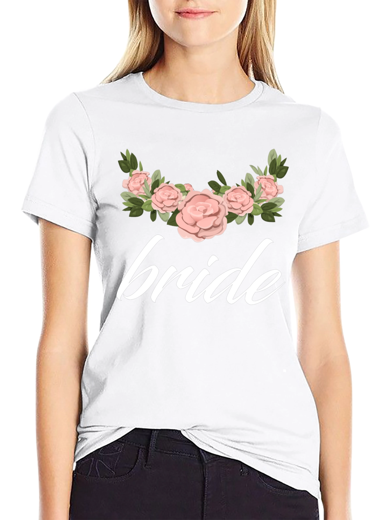 Bride Floral Graphic Black T-Shirt