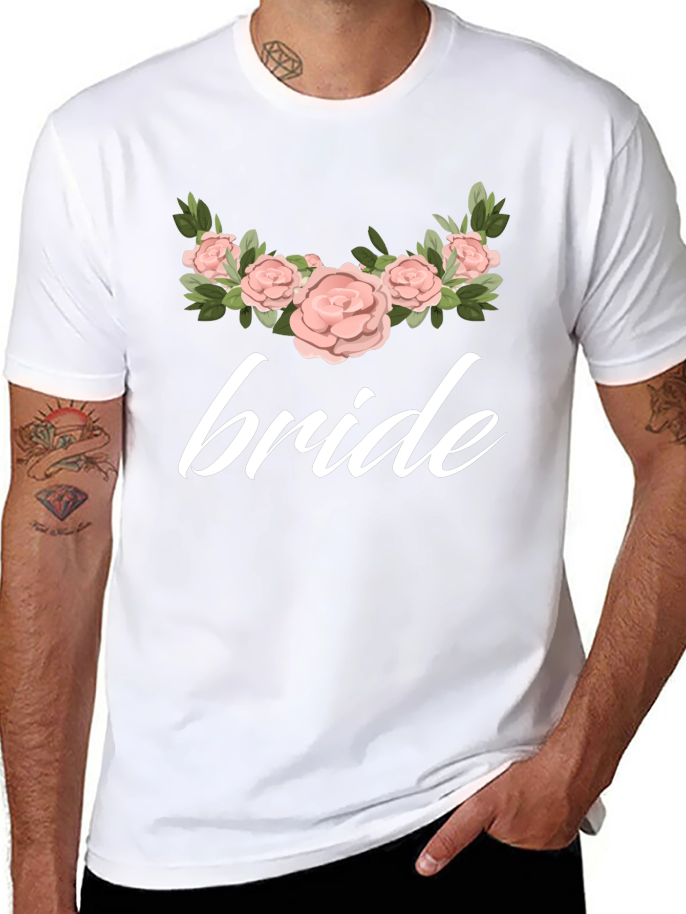 Bride Floral Graphic Black T-Shirt