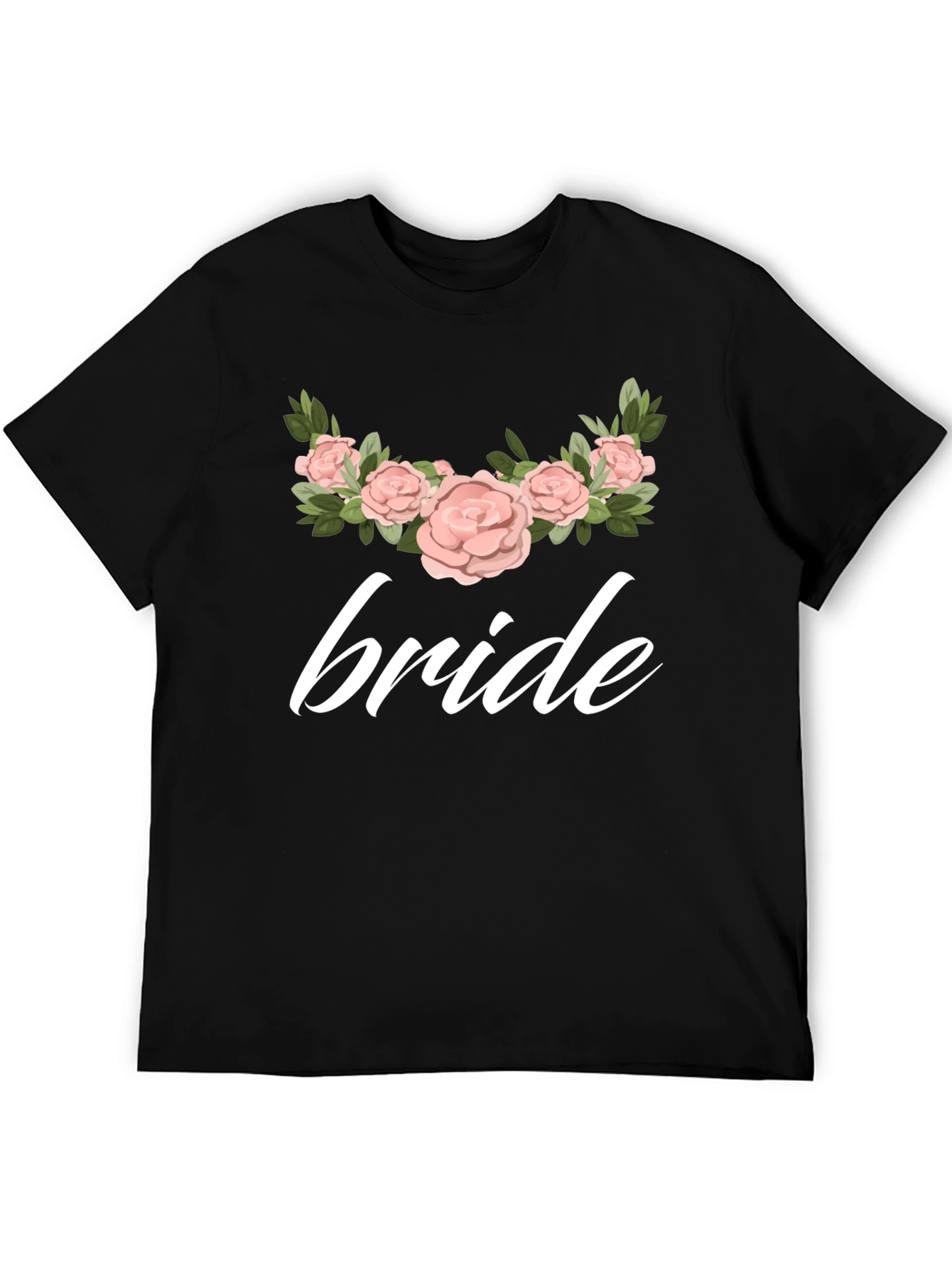 Bride Floral Graphic Black T-Shirt