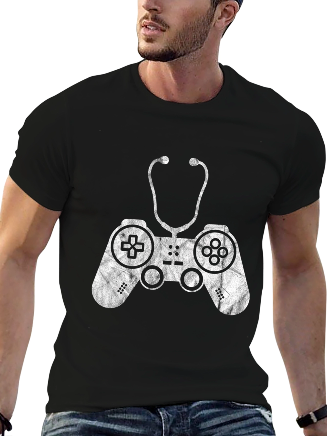 Gamer Medic Tee - Controller Stethoscope Graphic T-Shirt