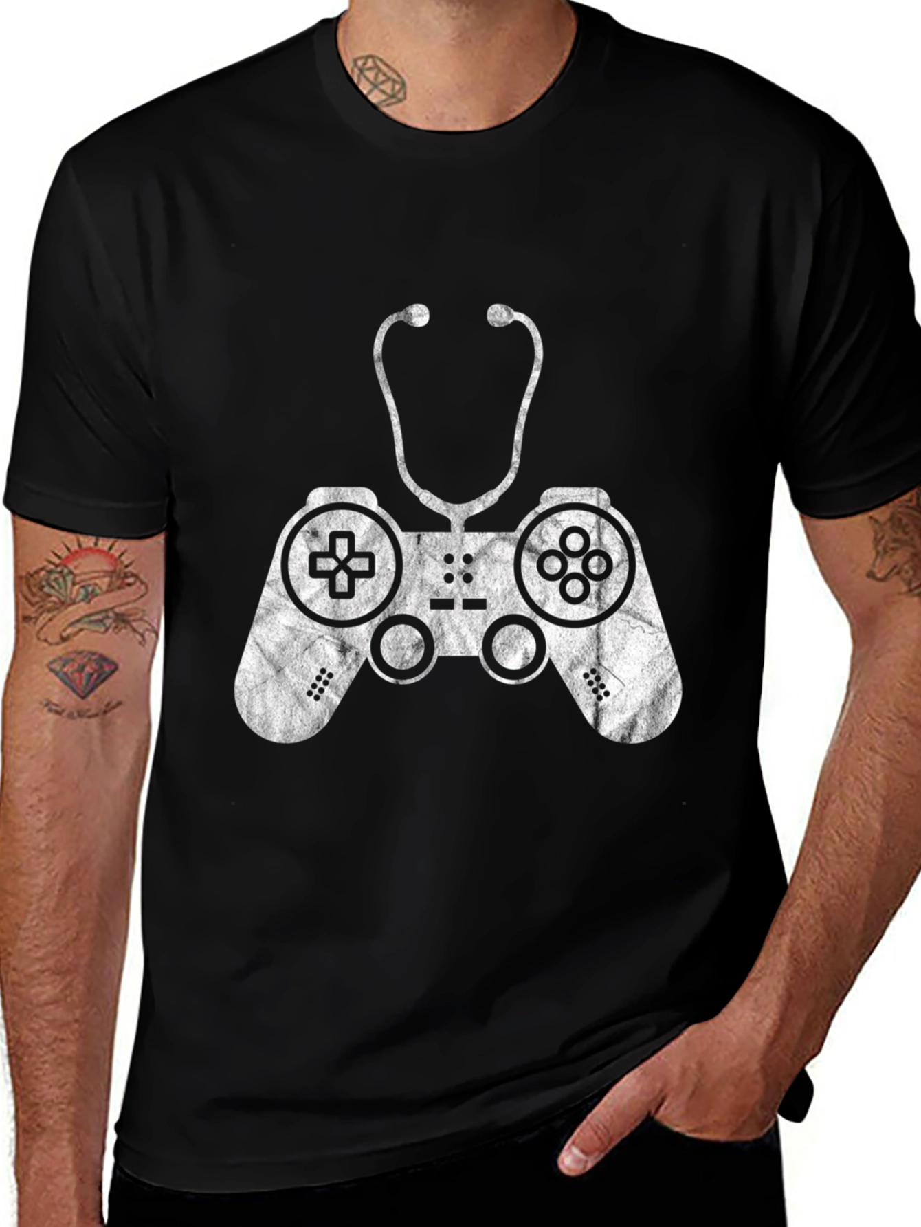 Gamer Medic Tee - Controller Stethoscope Graphic T-Shirt