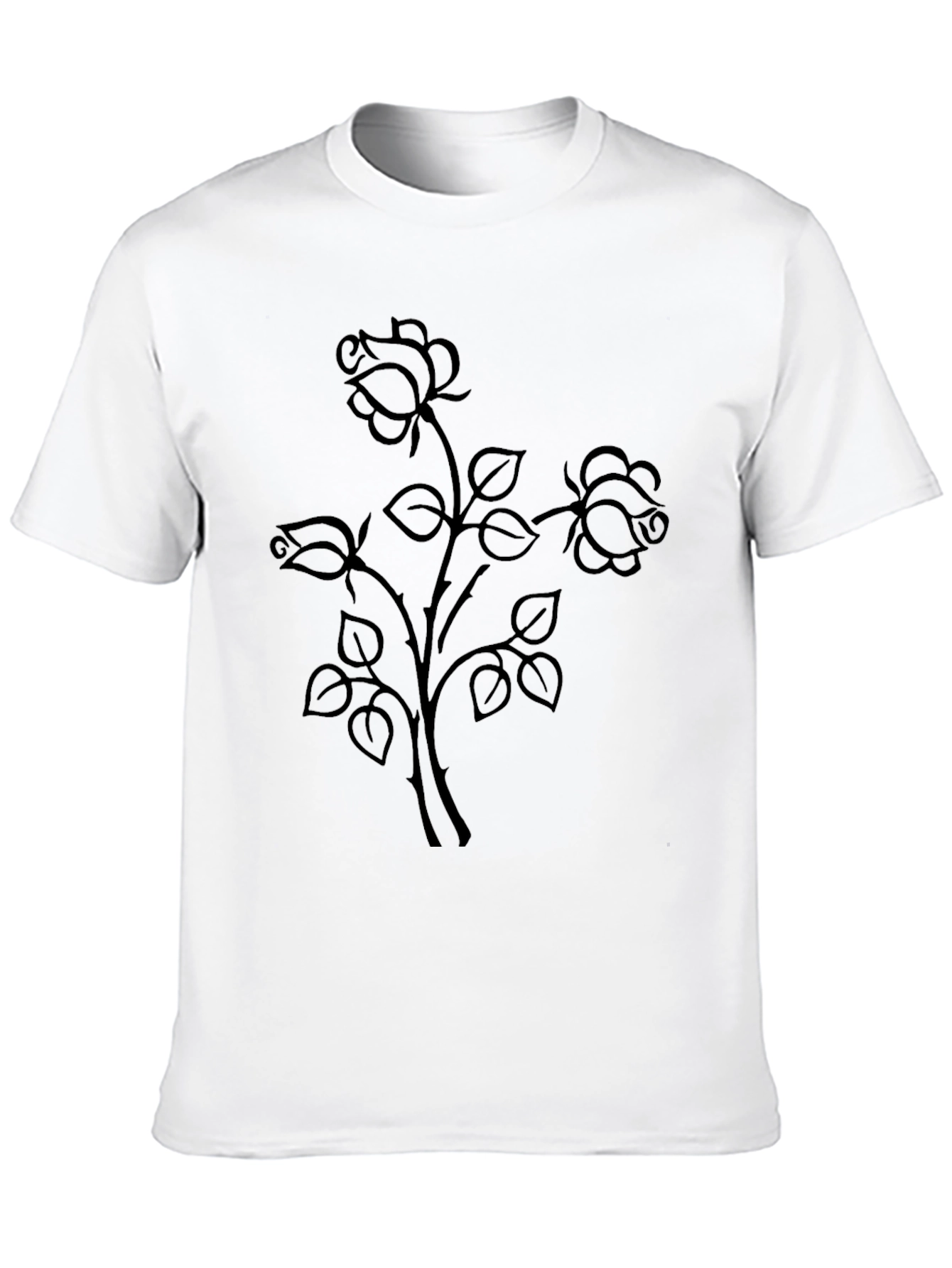 Floral Rose Graphic Black T-Shirt