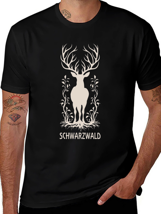Schwarzwald Deer Graphic T-Shirt - Black