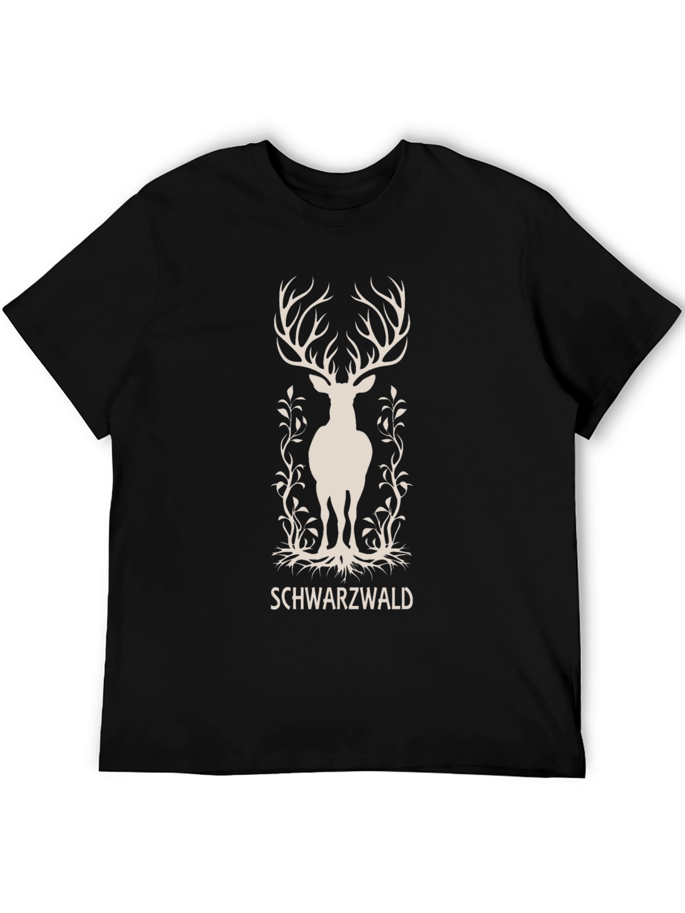 Schwarzwald Deer Graphic T-Shirt - Black