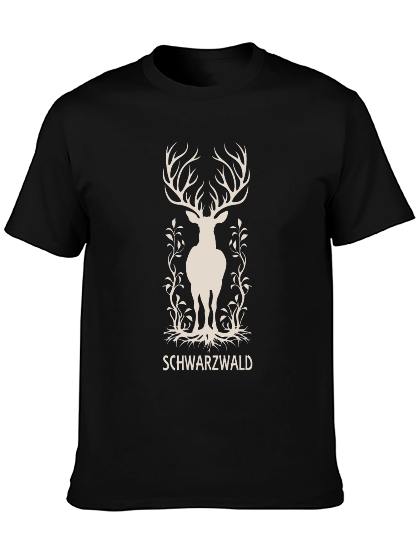 Schwarzwald Deer Graphic T-Shirt - Black