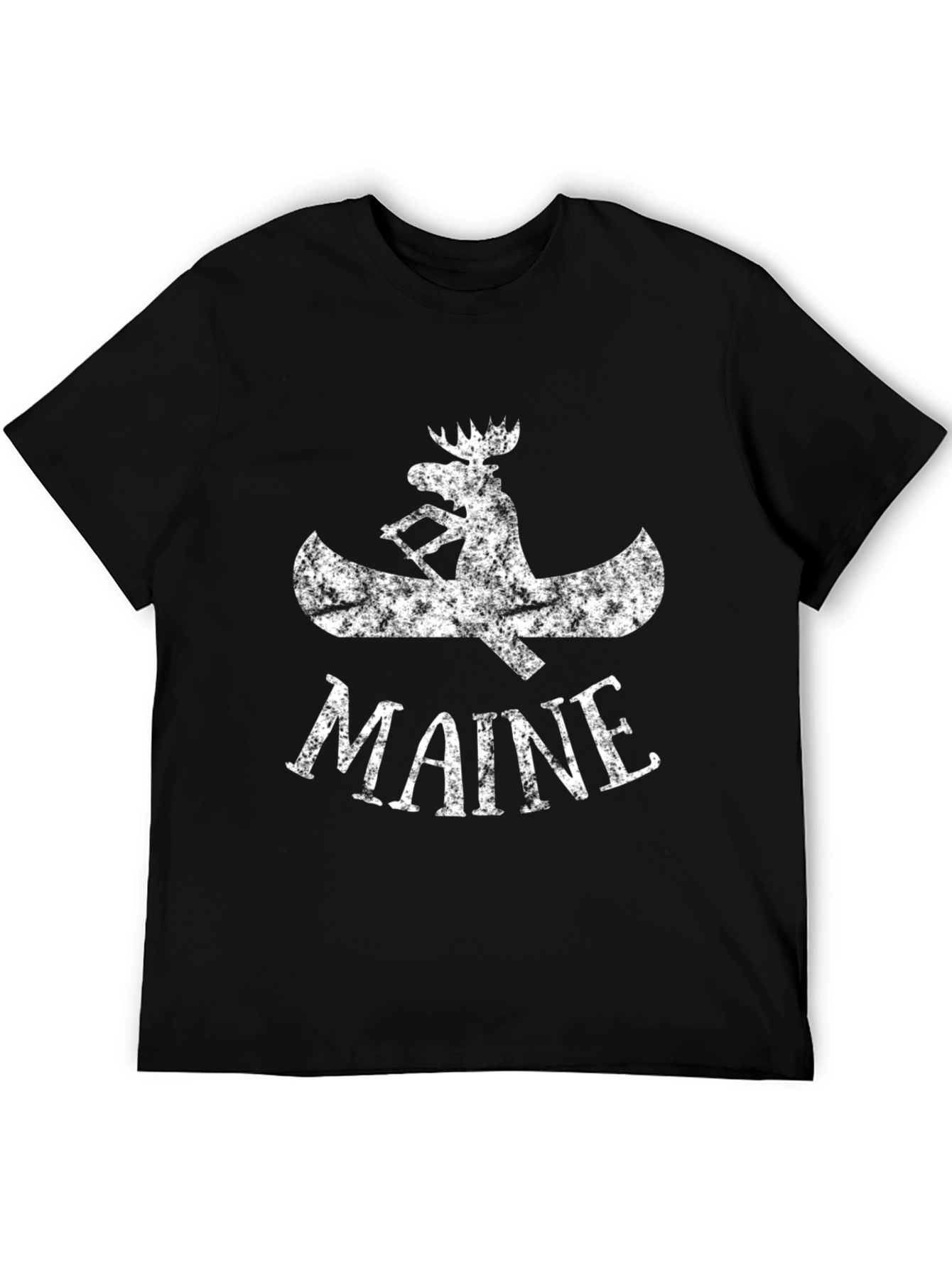 Maine Moose Canoe Graphic T-Shirt - Black