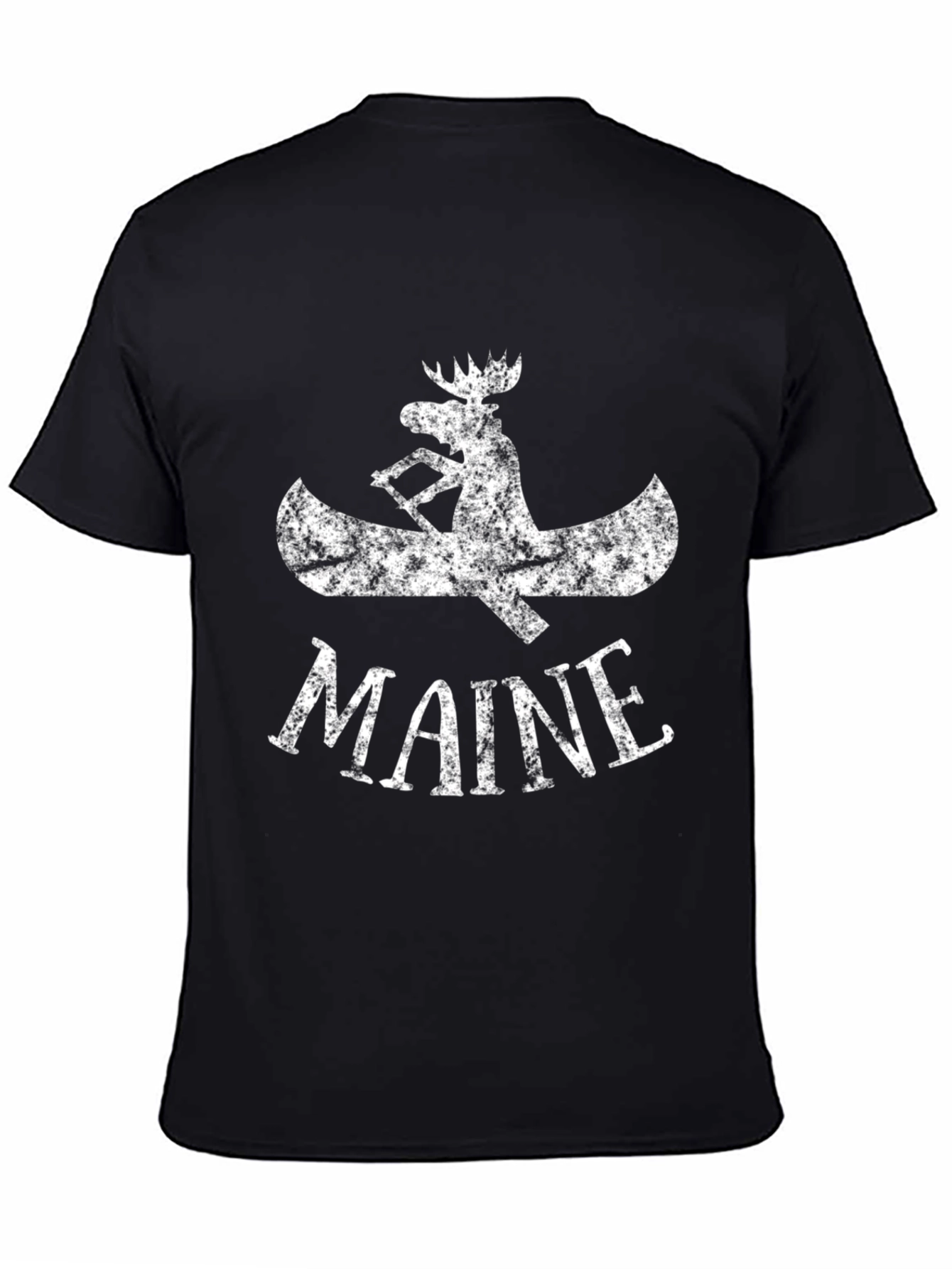 Maine Moose Canoe Graphic T-Shirt - Black