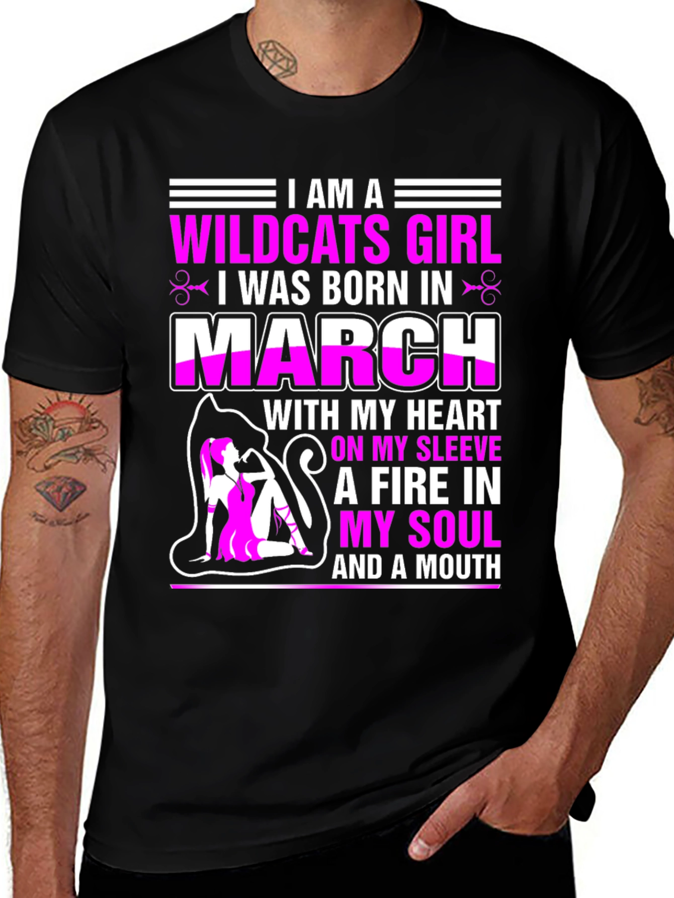 Wildcats Girl March Birthday T-Shirt