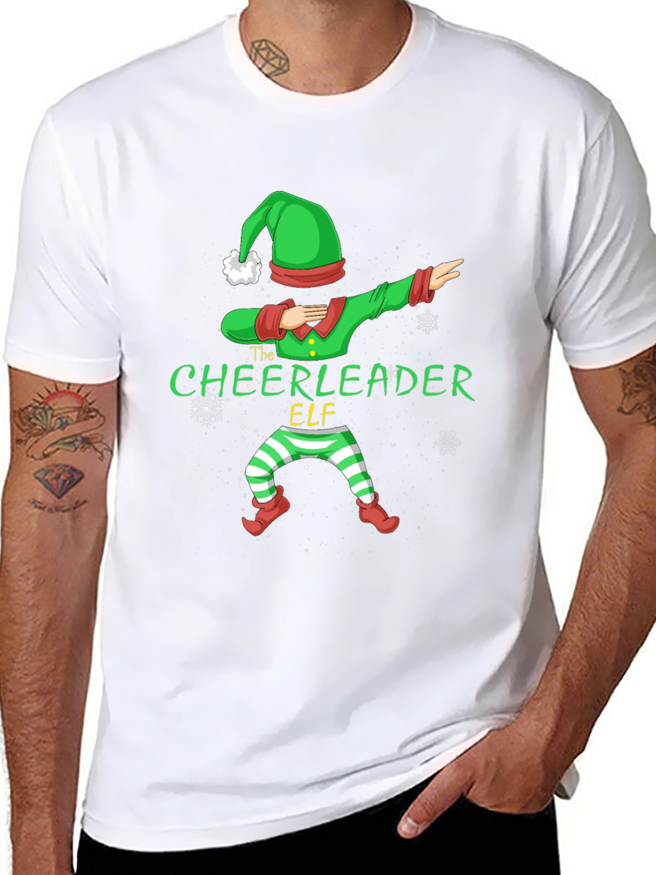Cheerleader Elf Dabbing Christmas T-Shirt