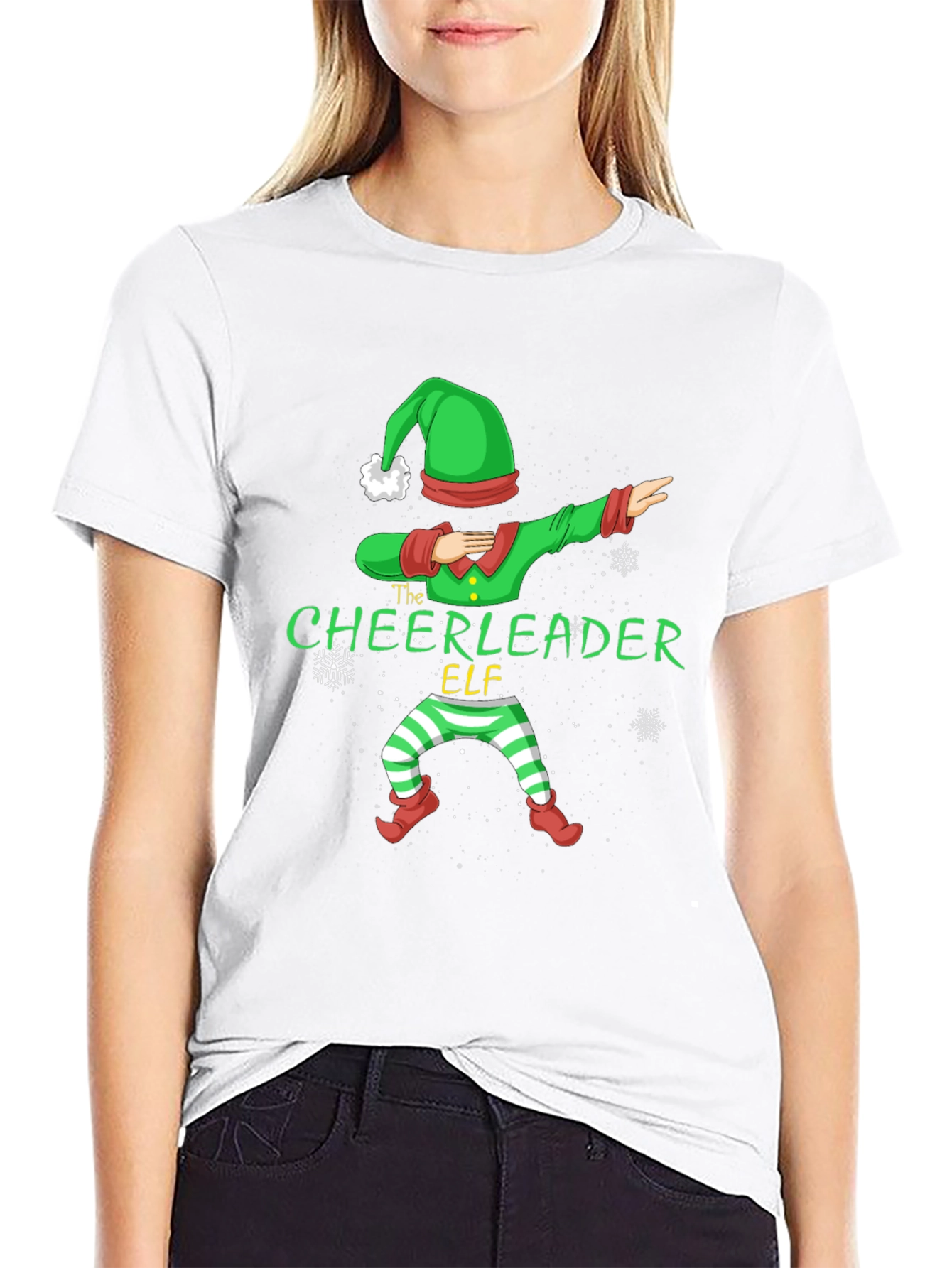 Cheerleader Elf Dabbing Christmas T-Shirt