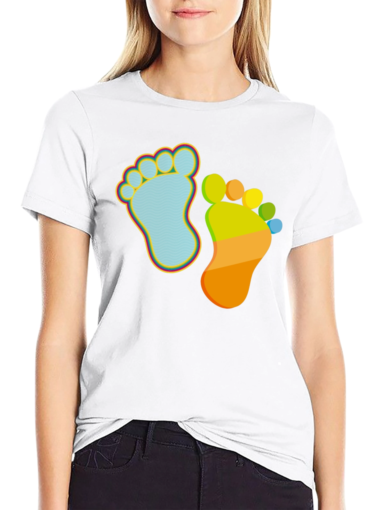 Whimsical Footprint Graphic Tee - Funky Feet Fashion