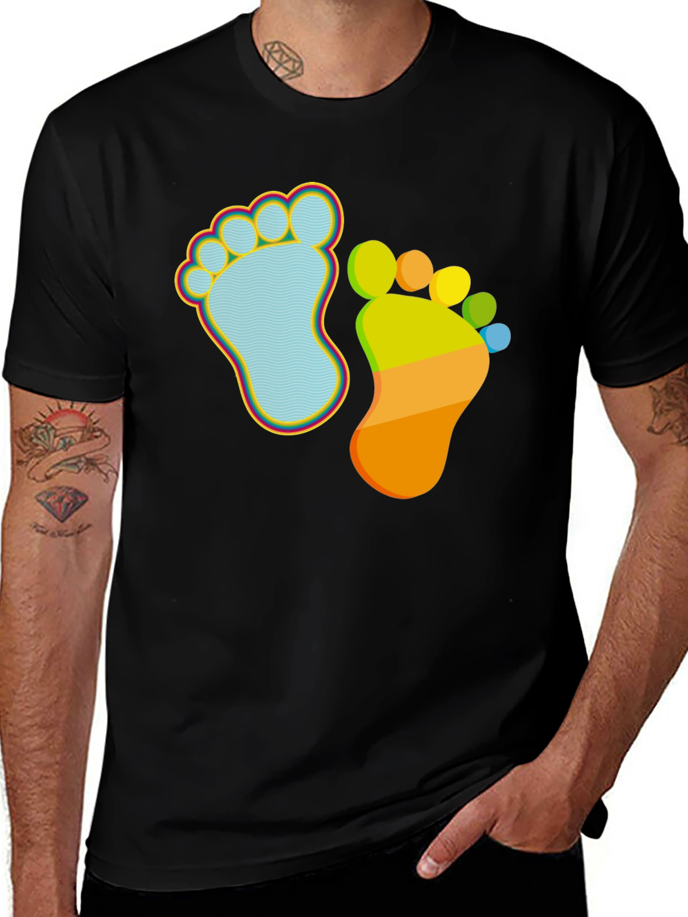 Whimsical Footprint Graphic Tee - Funky Feet Fashion