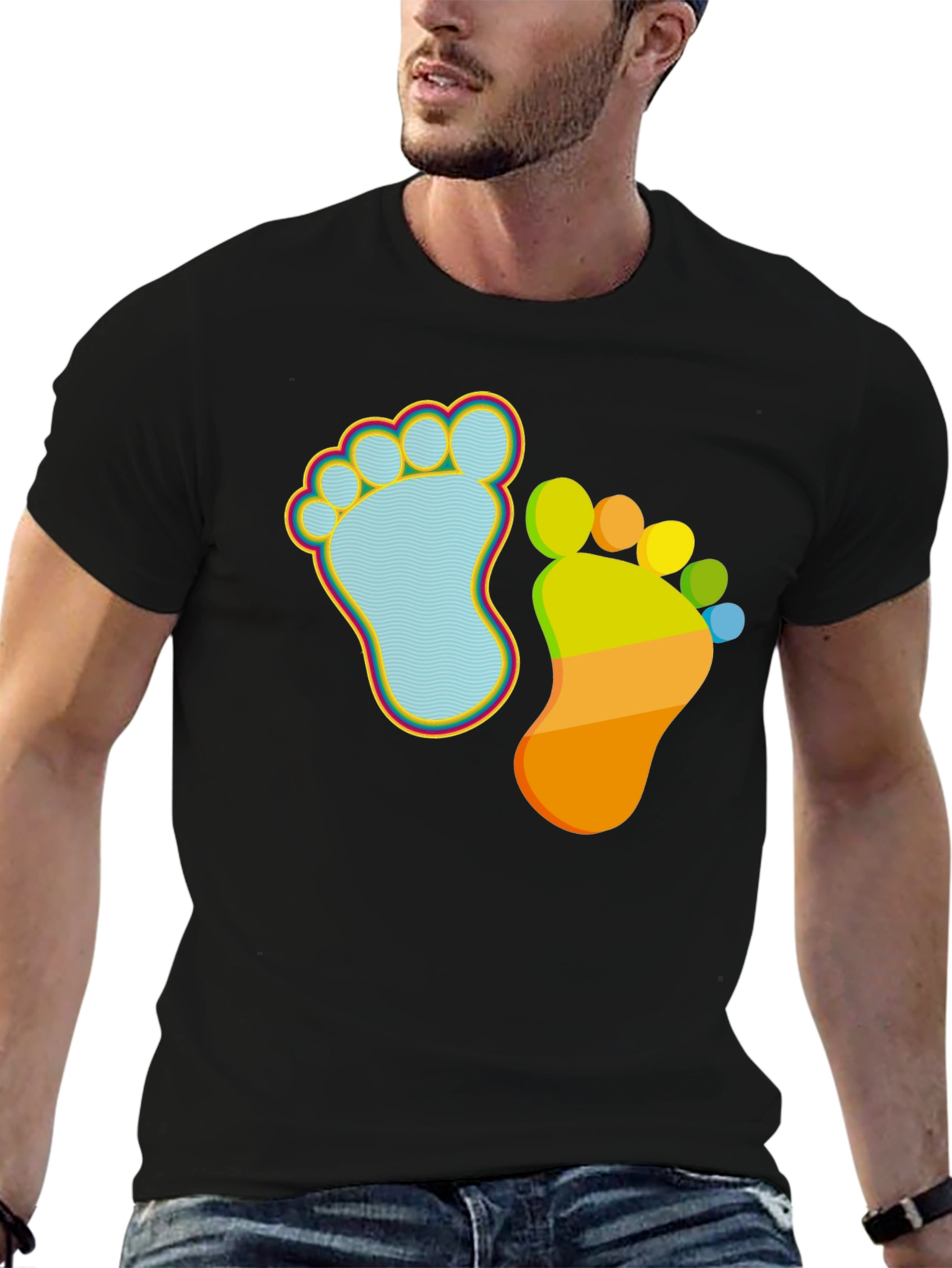 Whimsical Footprint Graphic Tee - Funky Feet Fashion