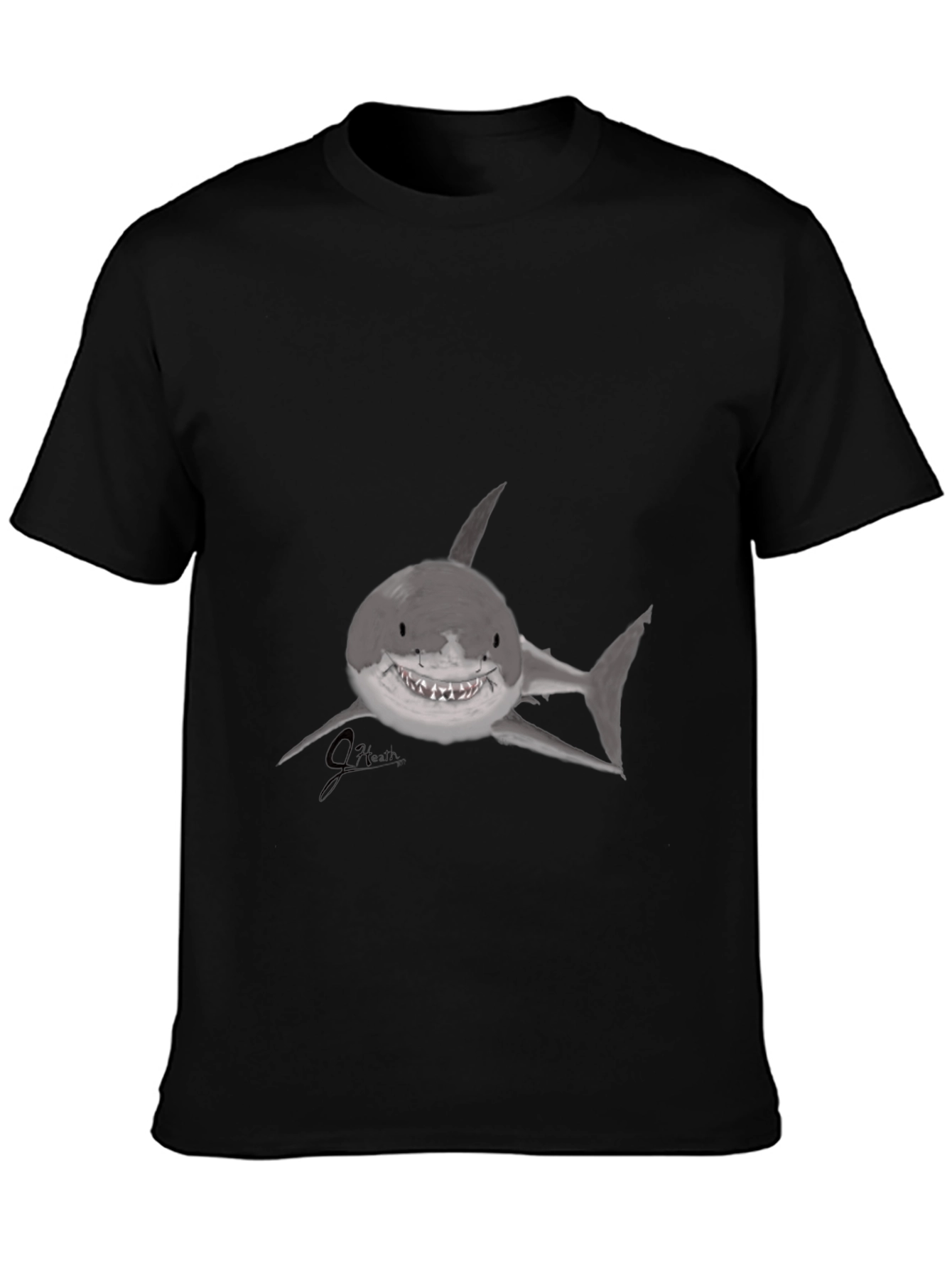 Shark Graphic Print Black T-Shirt