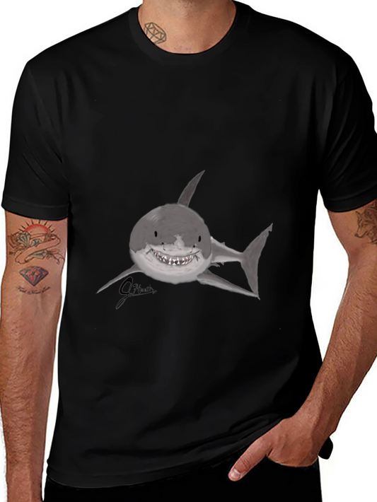 Shark Graphic Print Black T-Shirt