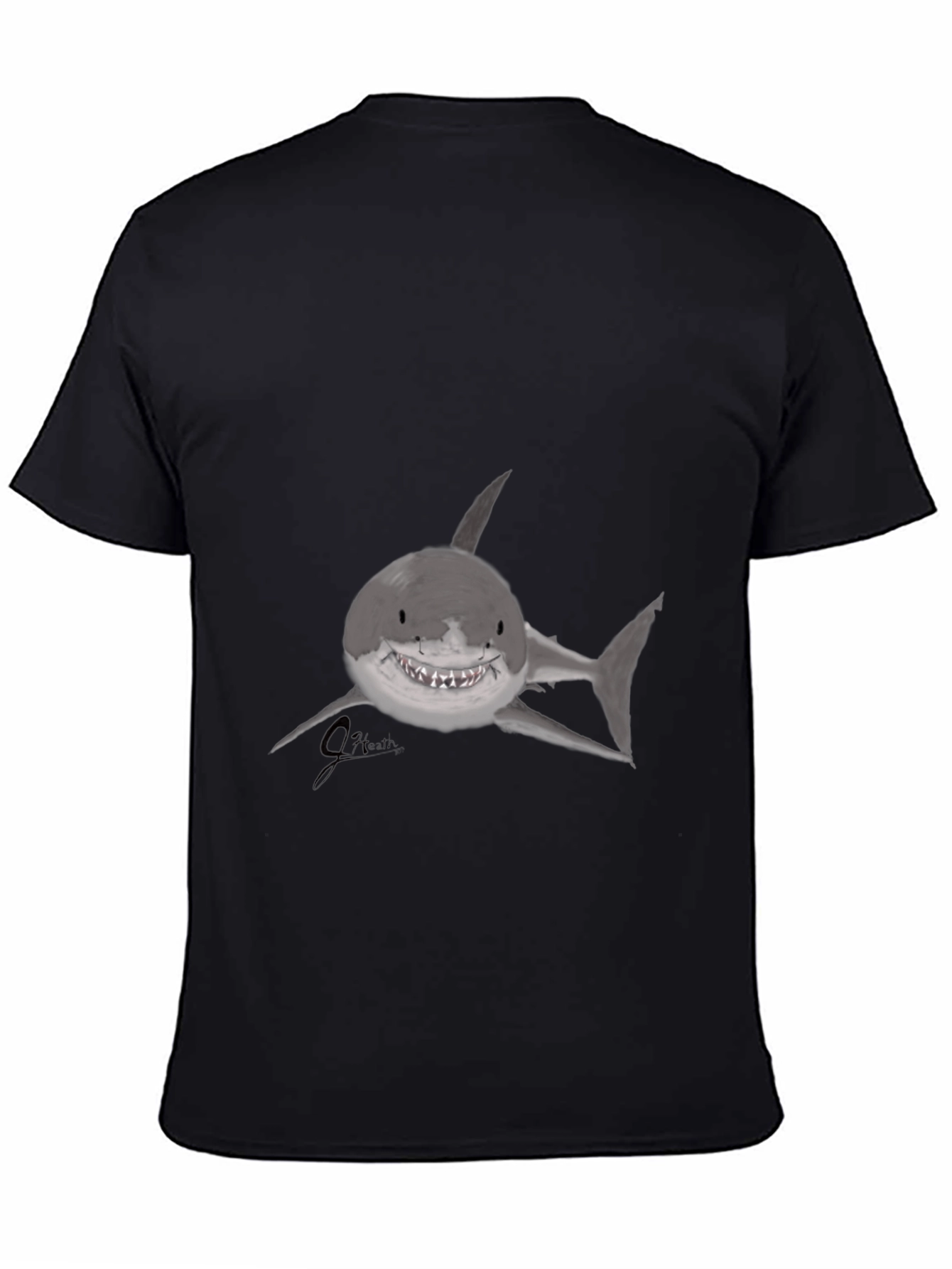 Shark Graphic Print Black T-Shirt