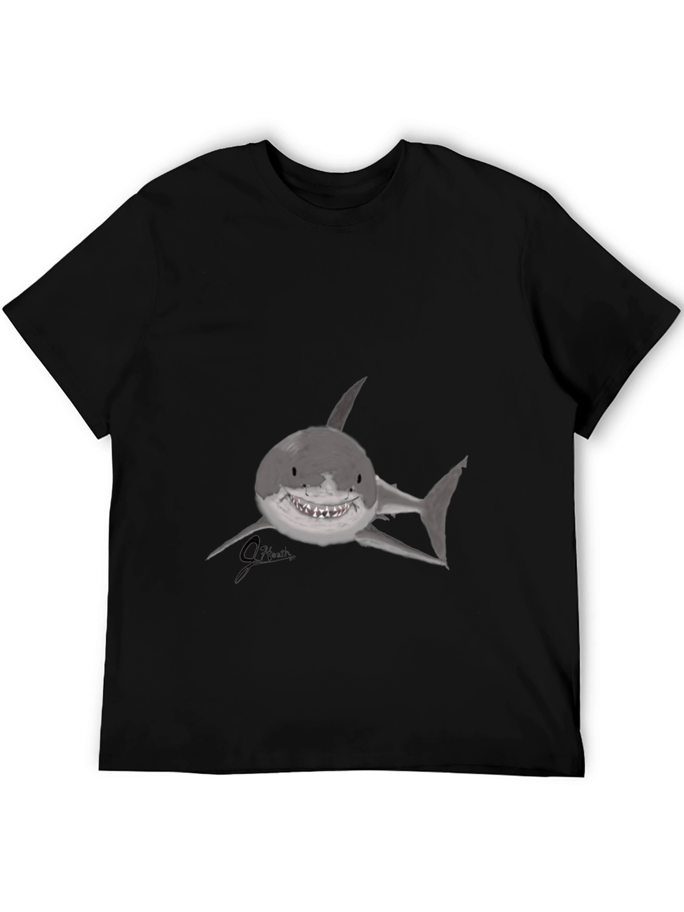 Shark Graphic Print Black T-Shirt