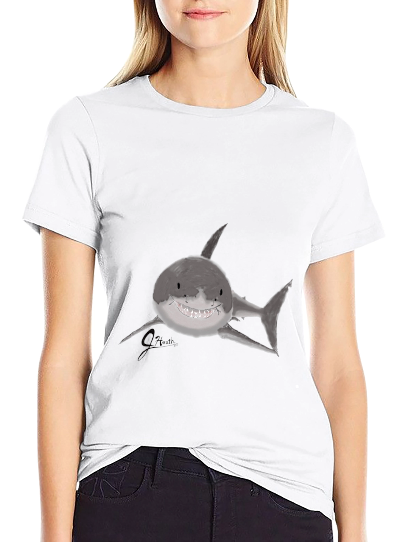 Shark Graphic Print Black T-Shirt