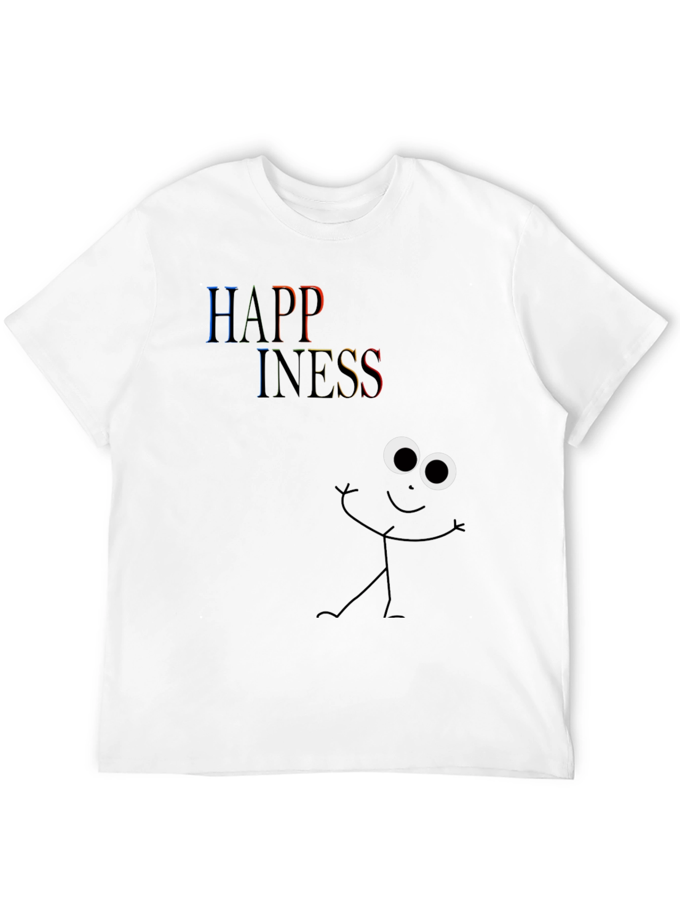 Happiness Stick Figure T-Shirt - Black