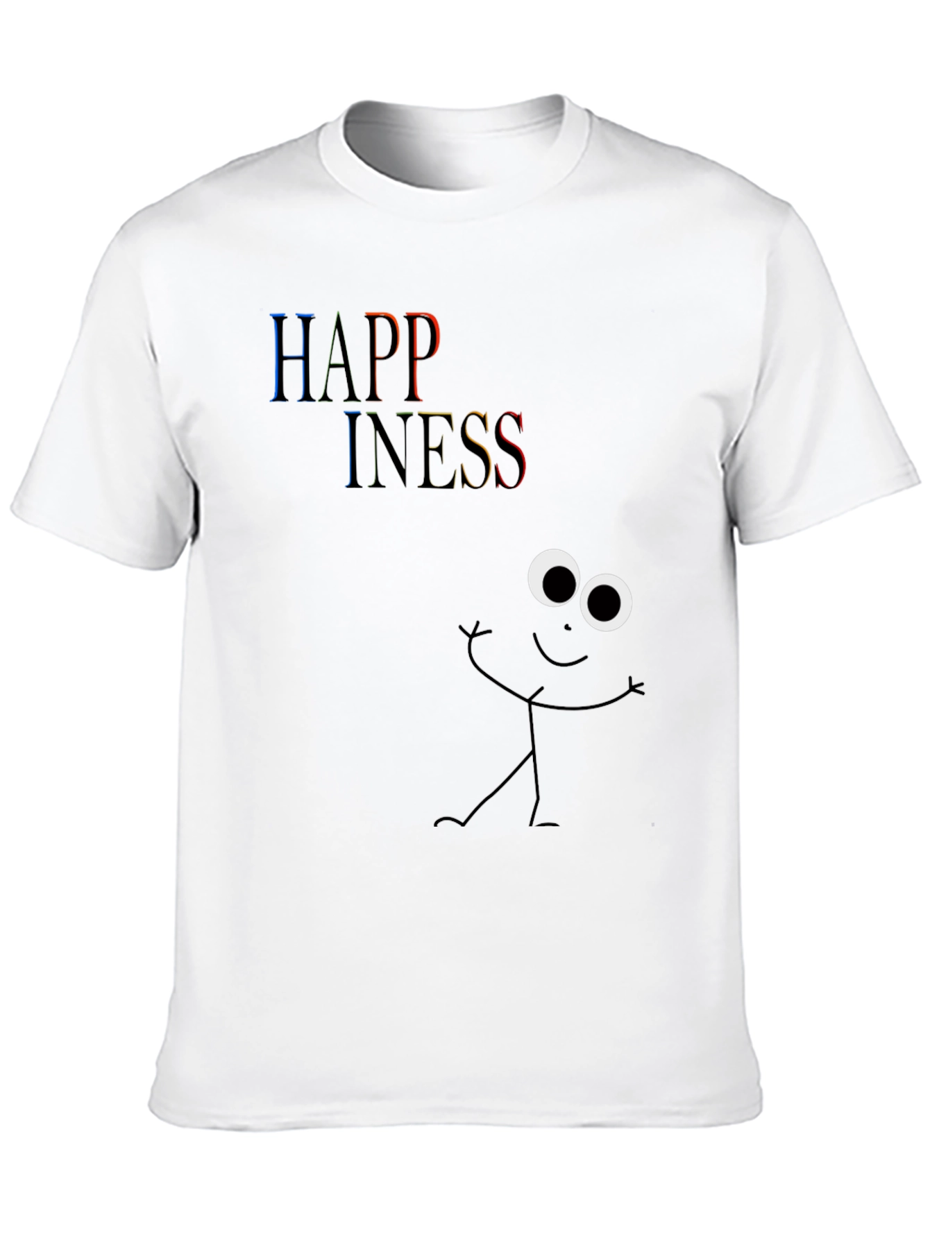 Happiness Stick Figure T-Shirt - Black