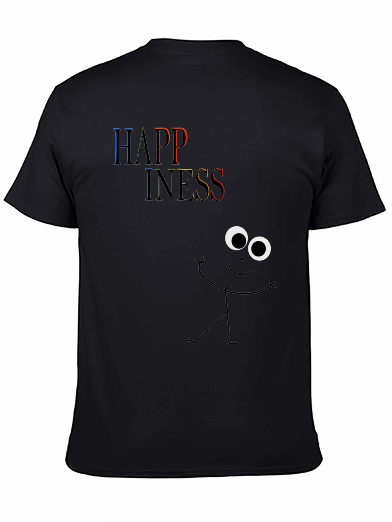 Happiness Stick Figure T-Shirt - Black