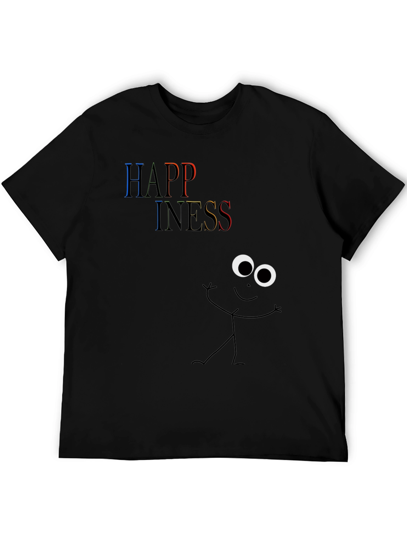 Happiness Stick Figure T-Shirt - Black