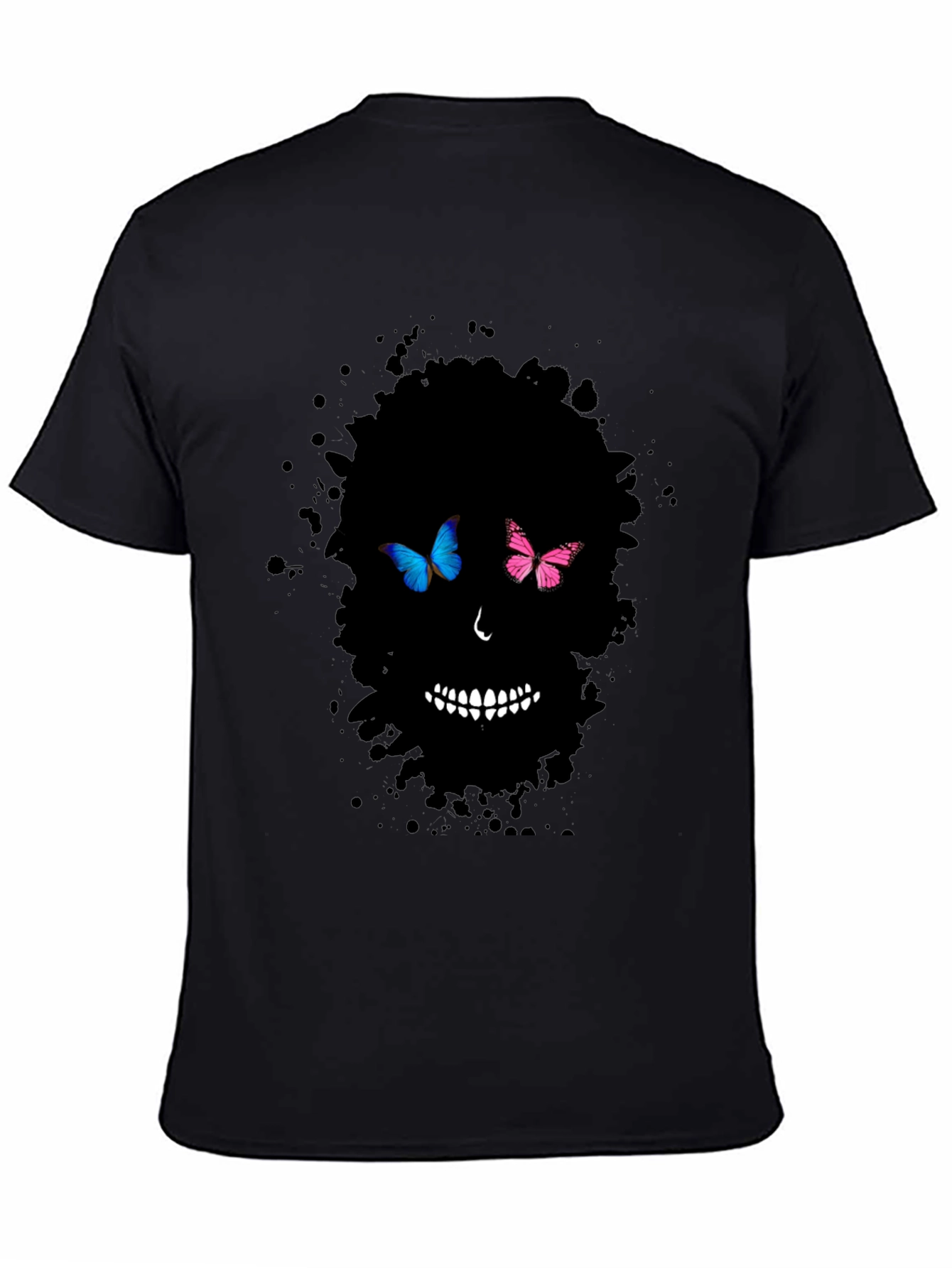 Butterfly Skull Graphic Tee - Mens Black T-Shirt
