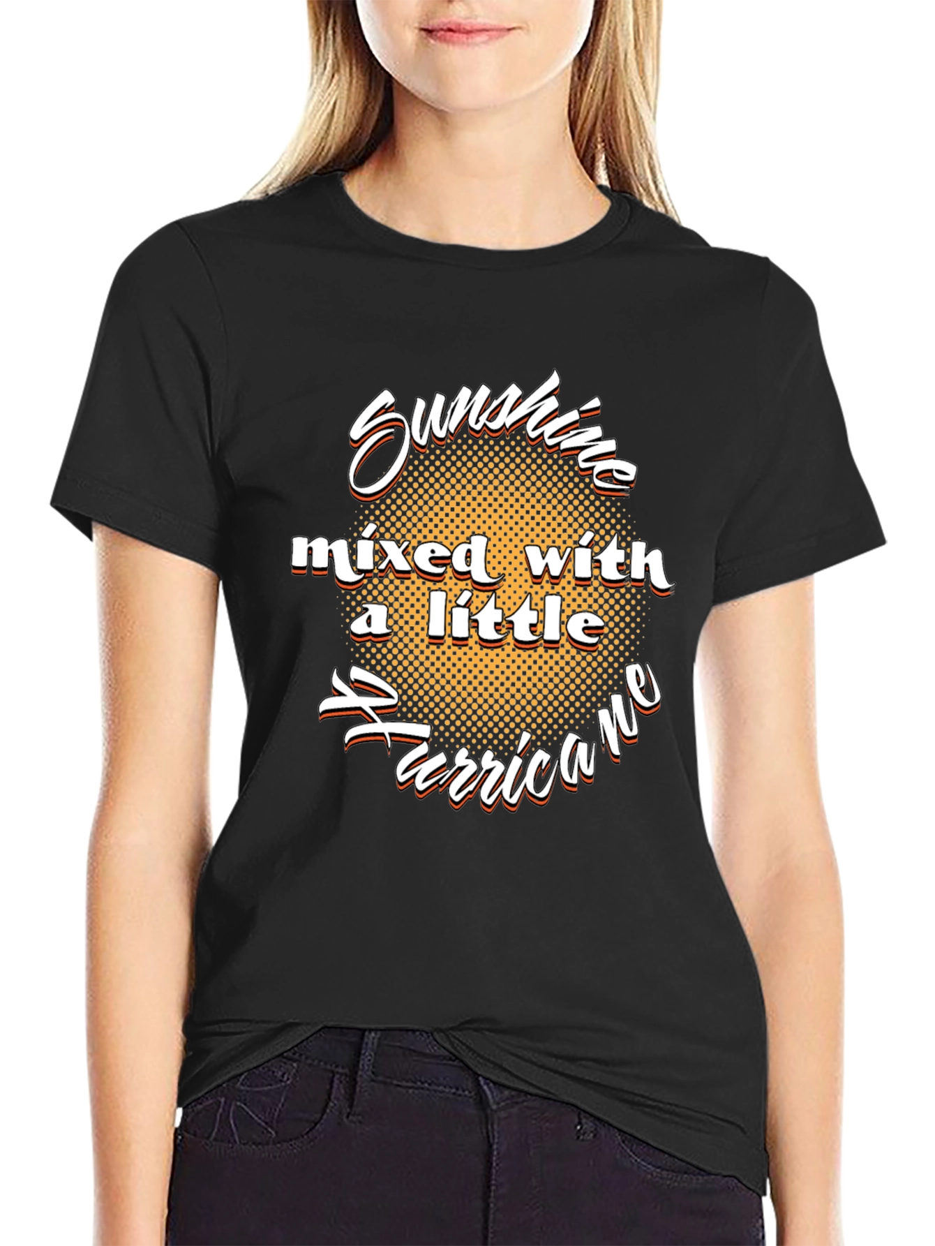 Sunshine Hurricane Graphic T-Shirt - Black Cotton Tee