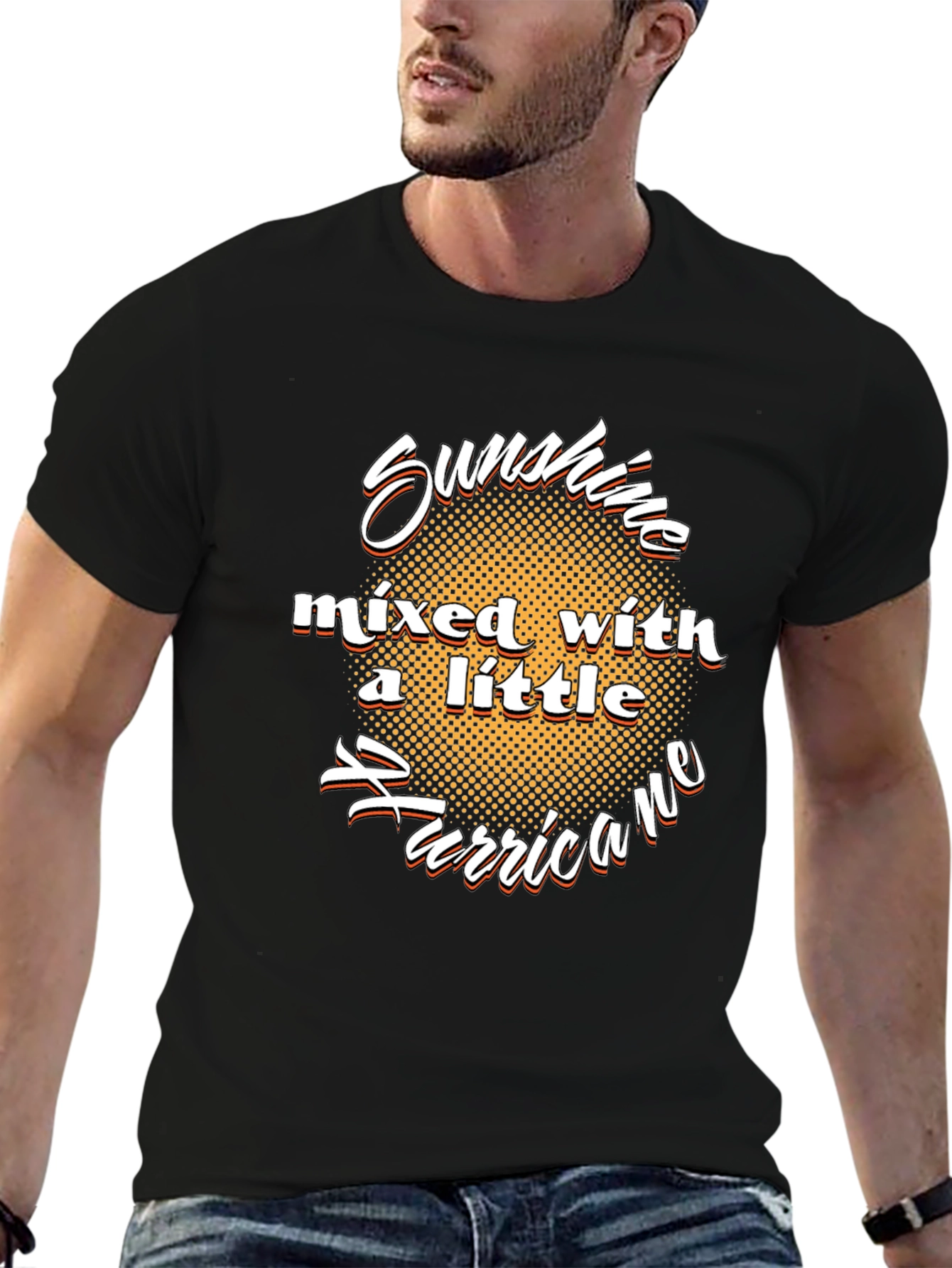 Sunshine Hurricane Graphic T-Shirt - Black Cotton Tee