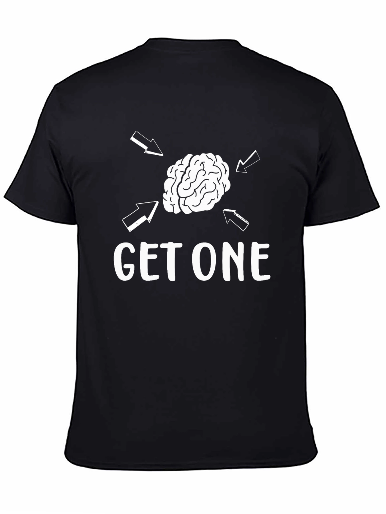 Get One Brain Graphic T-Shirt - Black