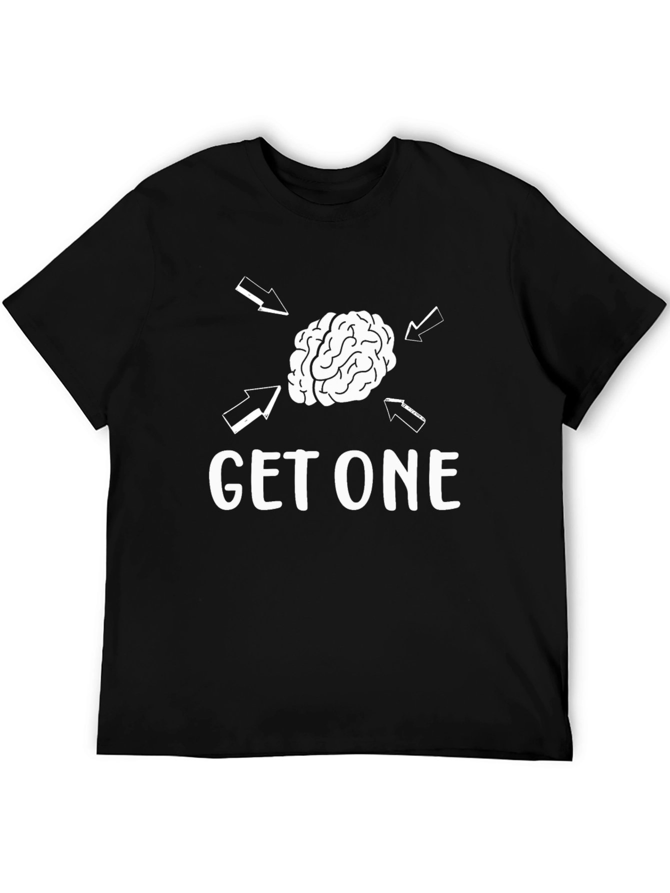 Get One Brain Graphic T-Shirt - Black