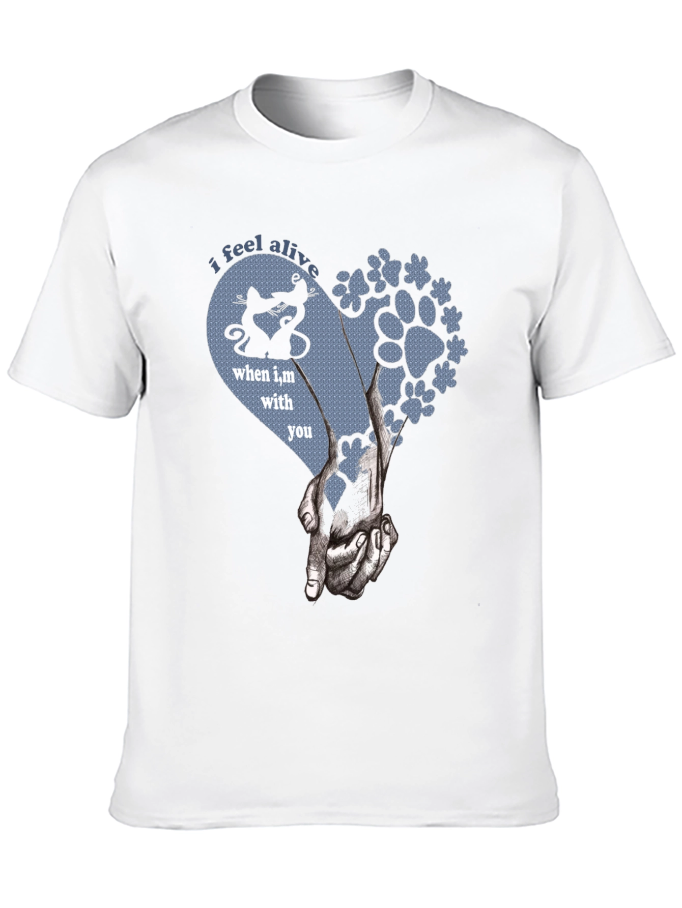 I Feel Alive Cats and Dogs Paw Heart T-Shirt