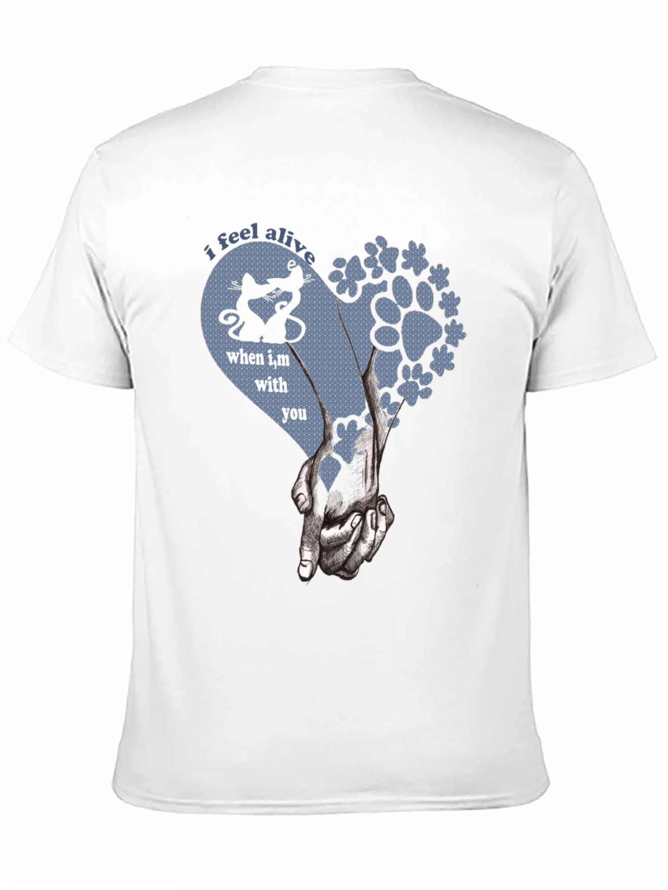 I Feel Alive Cats and Dogs Paw Heart T-Shirt