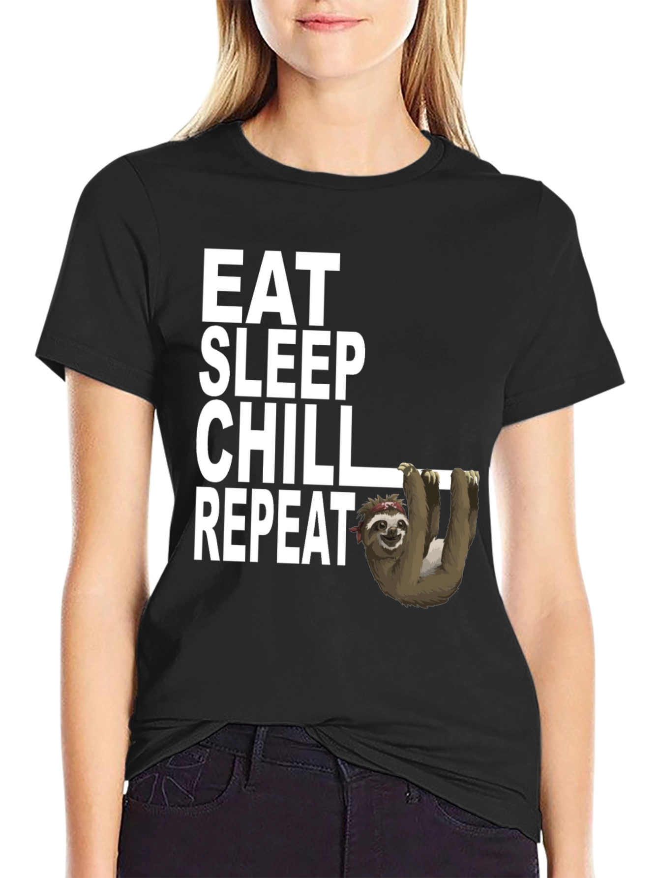 Eat Sleep Chill Repeat Sloth Graphic T-Shirt